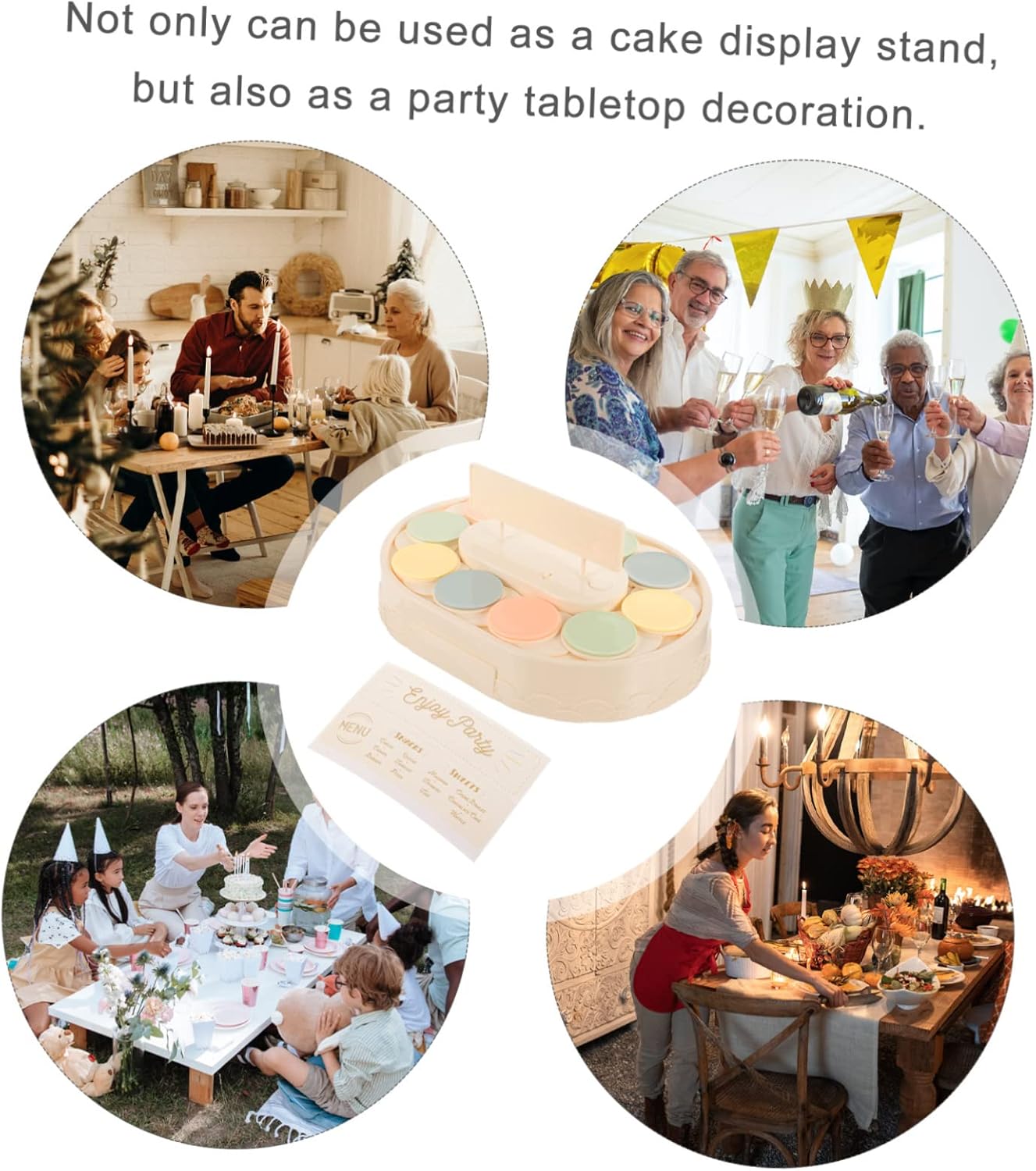 KICHOUSE Automatic Rotating Dessert Display Stand for Cupcakes Sushi and Macarons – Convenient Turntable Cake Holder for Parties and Events