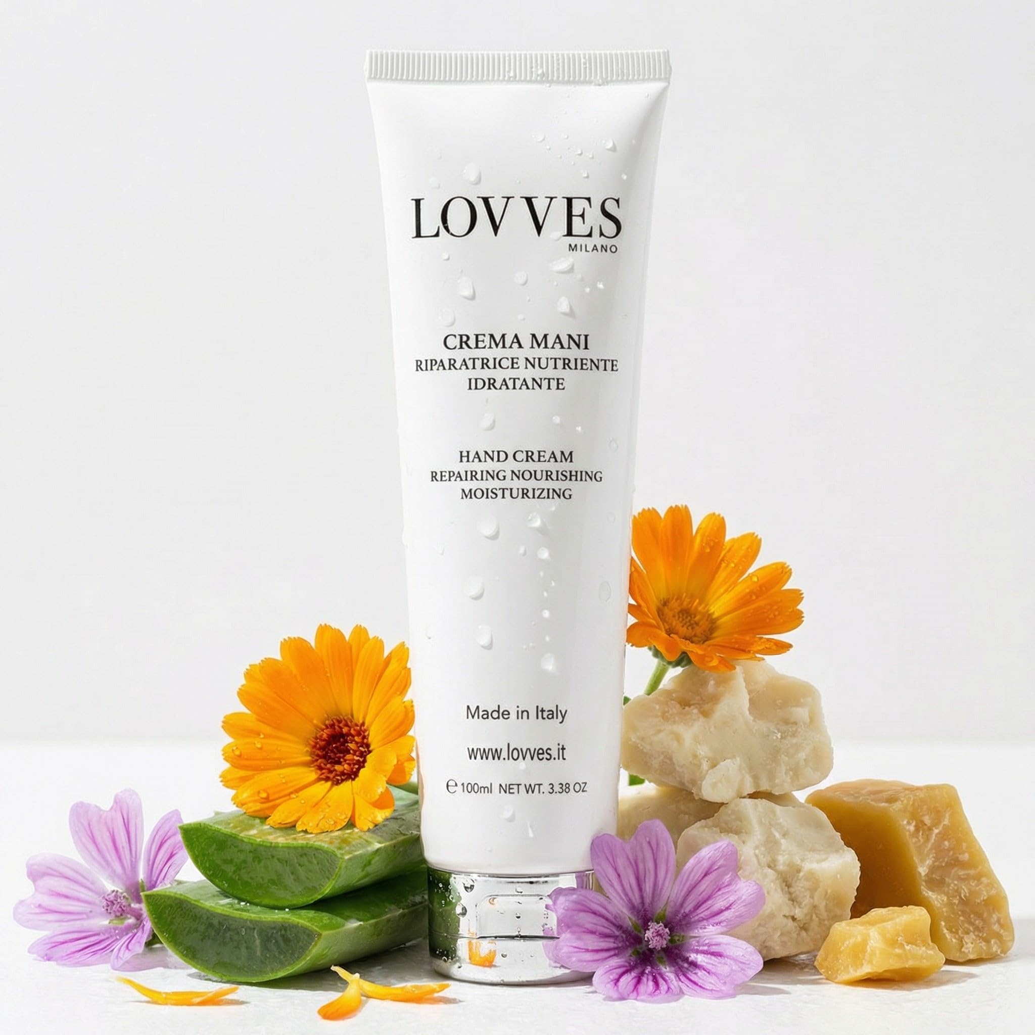 LOVVES Crema de Manos, Alta Cosmética Natural, Efecto Lifting, Nutritiva Hidratante Reparadora, Tratamiento Anti-Edad, Conserva el Aspecto Joven de las Manos. Formato 100ml