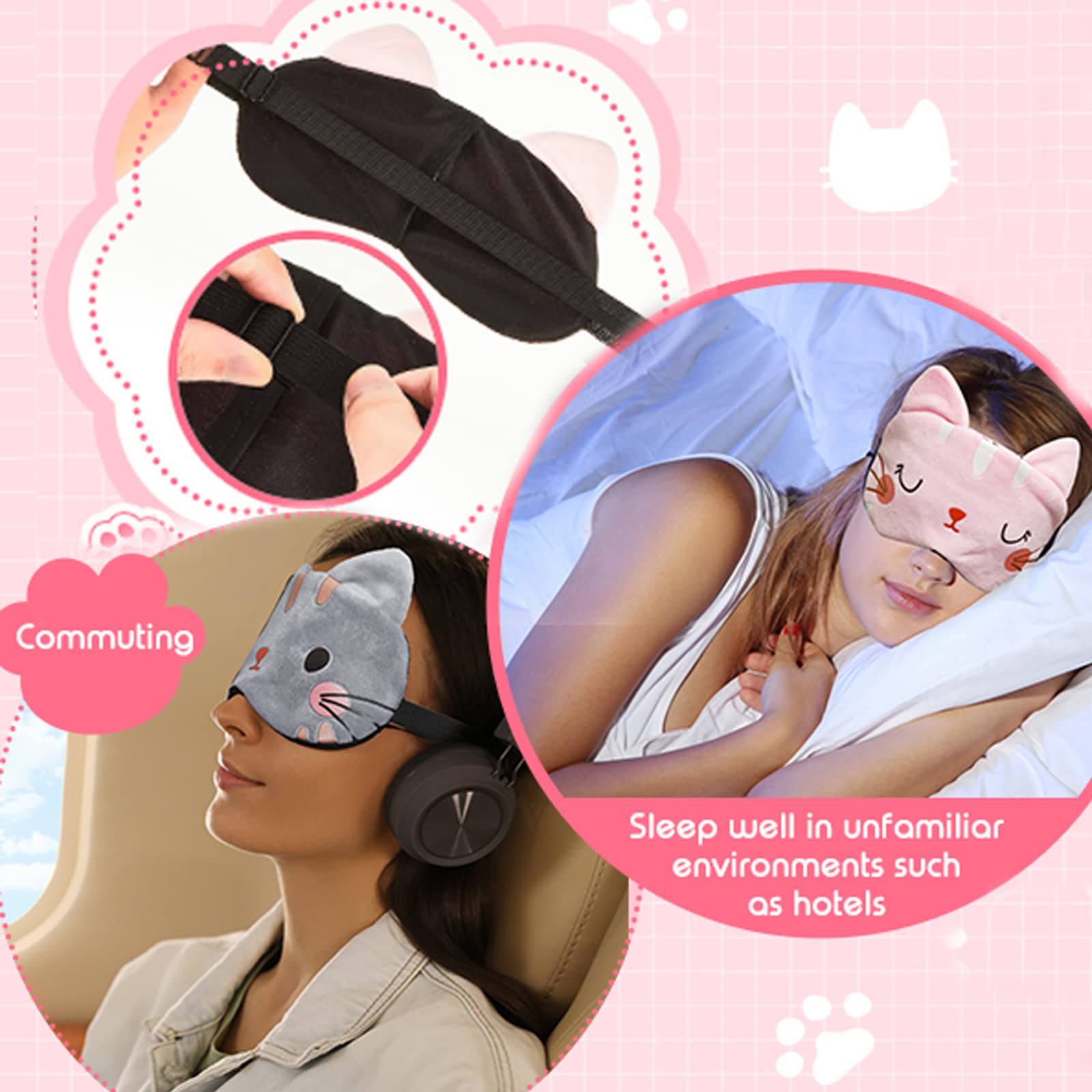 12 mascherine per dormire in poliestere, colori assortiti, morbide, con nasello e cinghie elastiche, ideali per bambini, donne, uomini, viaggi, sonno o giochi