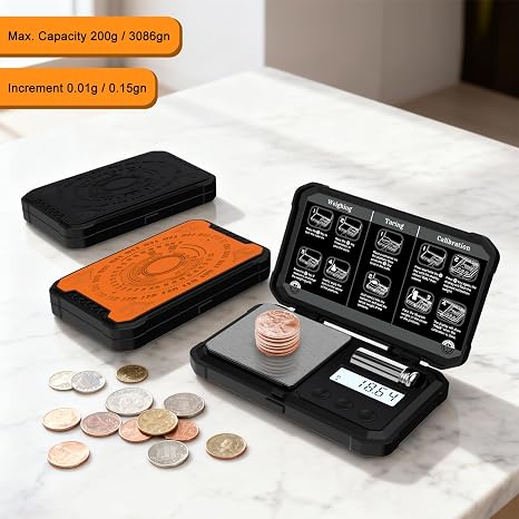 Digitalgram Scale Jewelry Scale 200g 0.01g mini Scale Portable Powder Scale (Black)