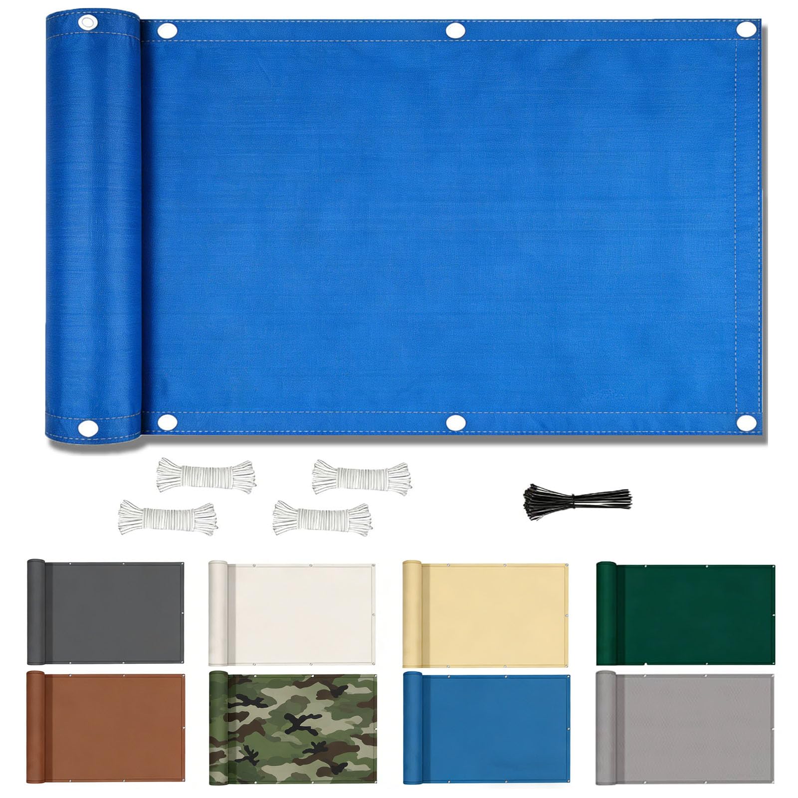 Voile solaire rectangulaire bleu 4x4.5 bâche d'ombrage extérieur anti-UV terrasse