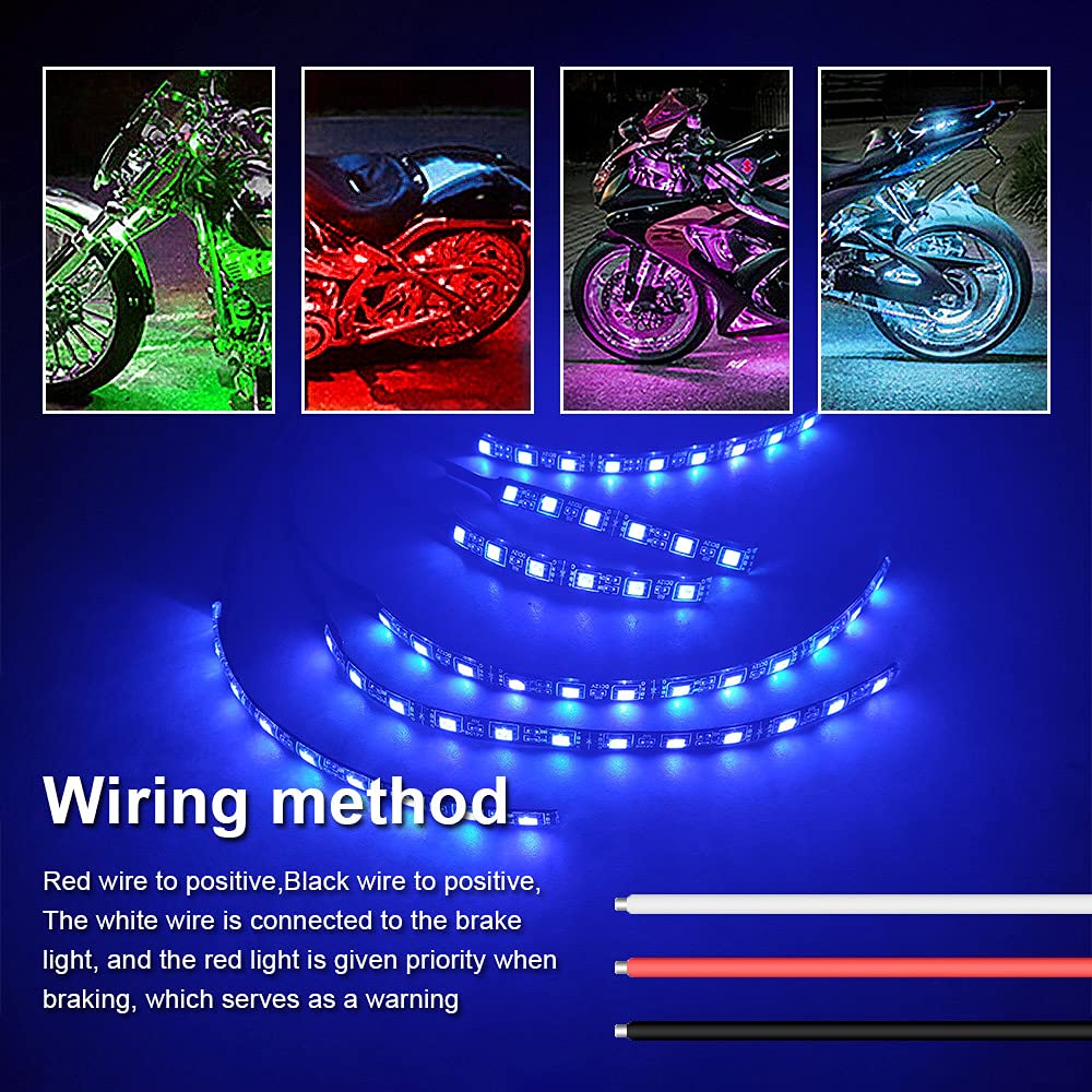 6 pezzi Kit di strisce luminose a LED per moto RGB flessibile Luce al neon sotto il bagliore Telecomando senza fili per auto Harley LED Rock Light Impermeabile