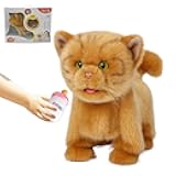 Electronic Walking Orange Cats, Realistic Interactive Puppy Pet Toy Cat, Walking, Barking,Wagging Tail & Talking,Present Pet Gifts for 3+ Year Boys Girls