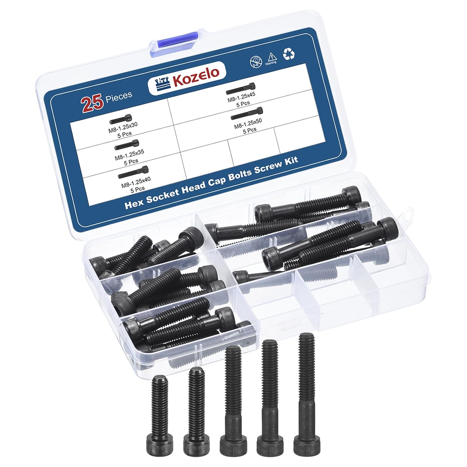 50pcs M6 Socket Head Cap Screws Bolts Nuts Assortment Kit - [M6x30/35/40/45/50mm] Alloy Steel Fully Threaded Black Oxide 12.9 Internal Hex Screw for 3D Printer Use