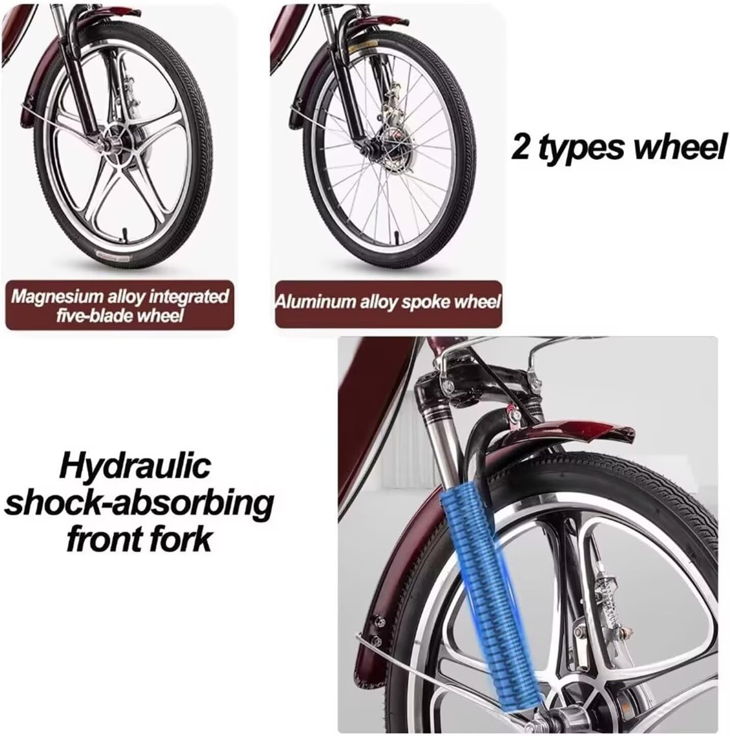 Rickshaw tricycles,Cruiser Trike for Adult and Senior,tricycles with Pedals,Double Chain Drive,Dual Brakes,Folding 3 Wheels Bicycle,Manned Trike with Back seat,Hydra,Pink Spoke Wheel