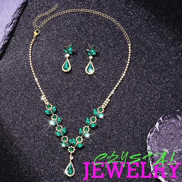 Sixexey Bridal Wedding Jewelry Set Gold Rhinestone Neck Jewelry for Women by Sixexey - Used condition - Image 2