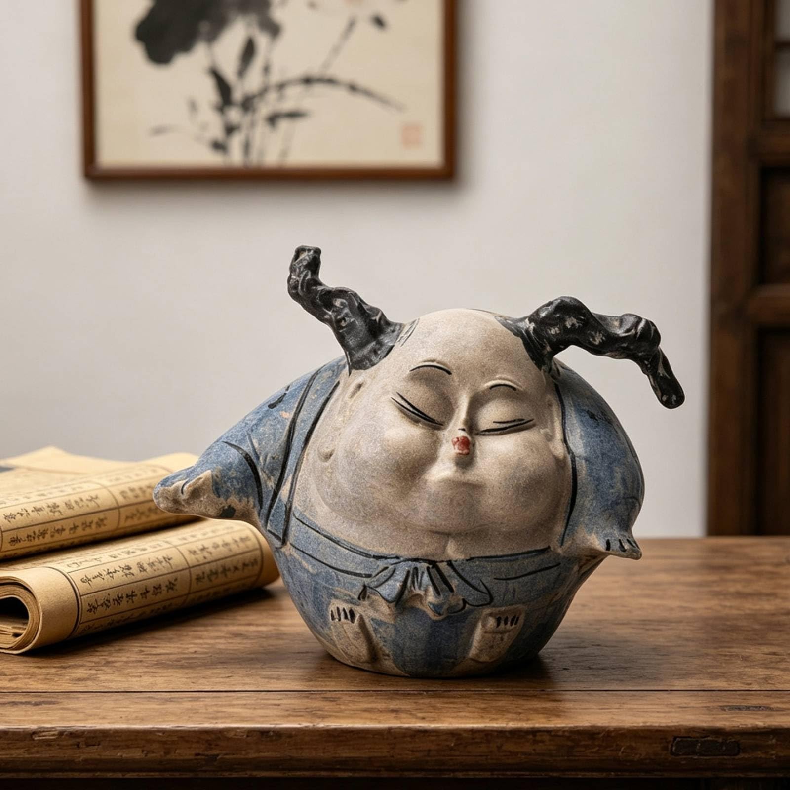 Statuetta di Ragazza Stile Folk Statuetta con Artigianale Scultura in Ceramica per Collezionisti, Soggiorno, Stile Vintage Con Ragazza In Ceramica Dipinta A Mano, F Modello Uno