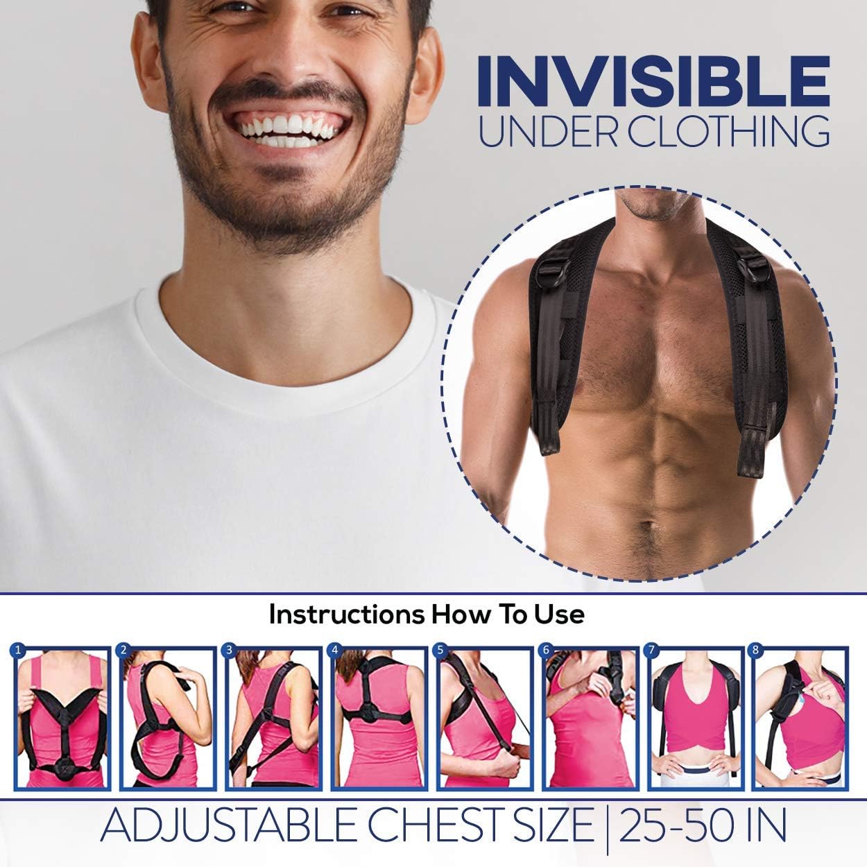 Posture Corrector-Back Brace for Men and Women–Back Posture Support Brace and Neck-Shoulder Back Pain Relief – Fully Adjustable Upper Back Clavicle Comfy Straightener Support Brace for Slouching & Hunching