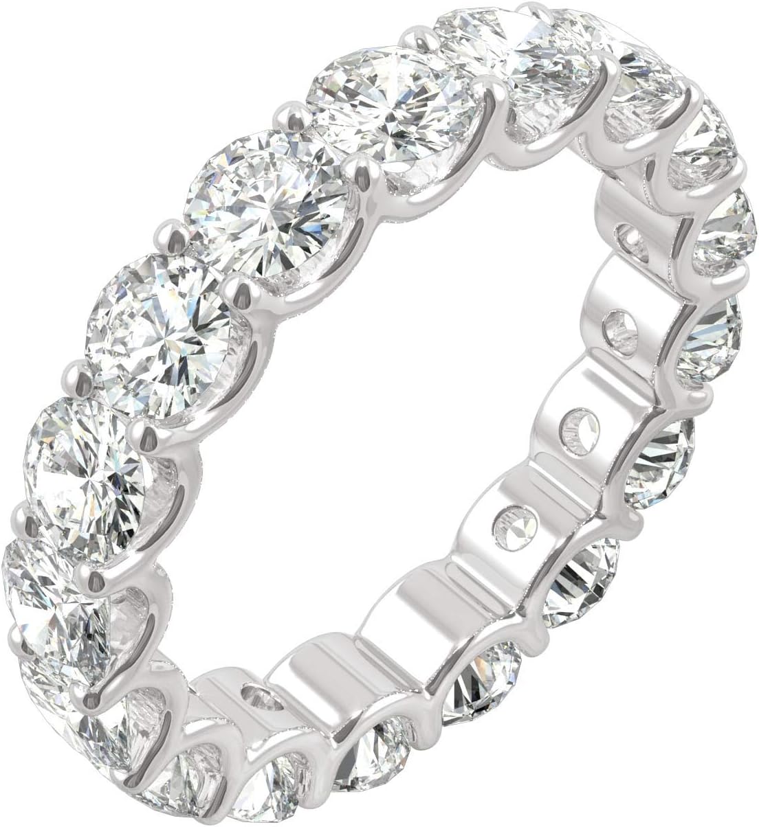 Charles & Colvard Created Moissanite 4mm Round Cut Eternity Band for Women | Lab Grown | Solid 14K White Gold with Rhodium