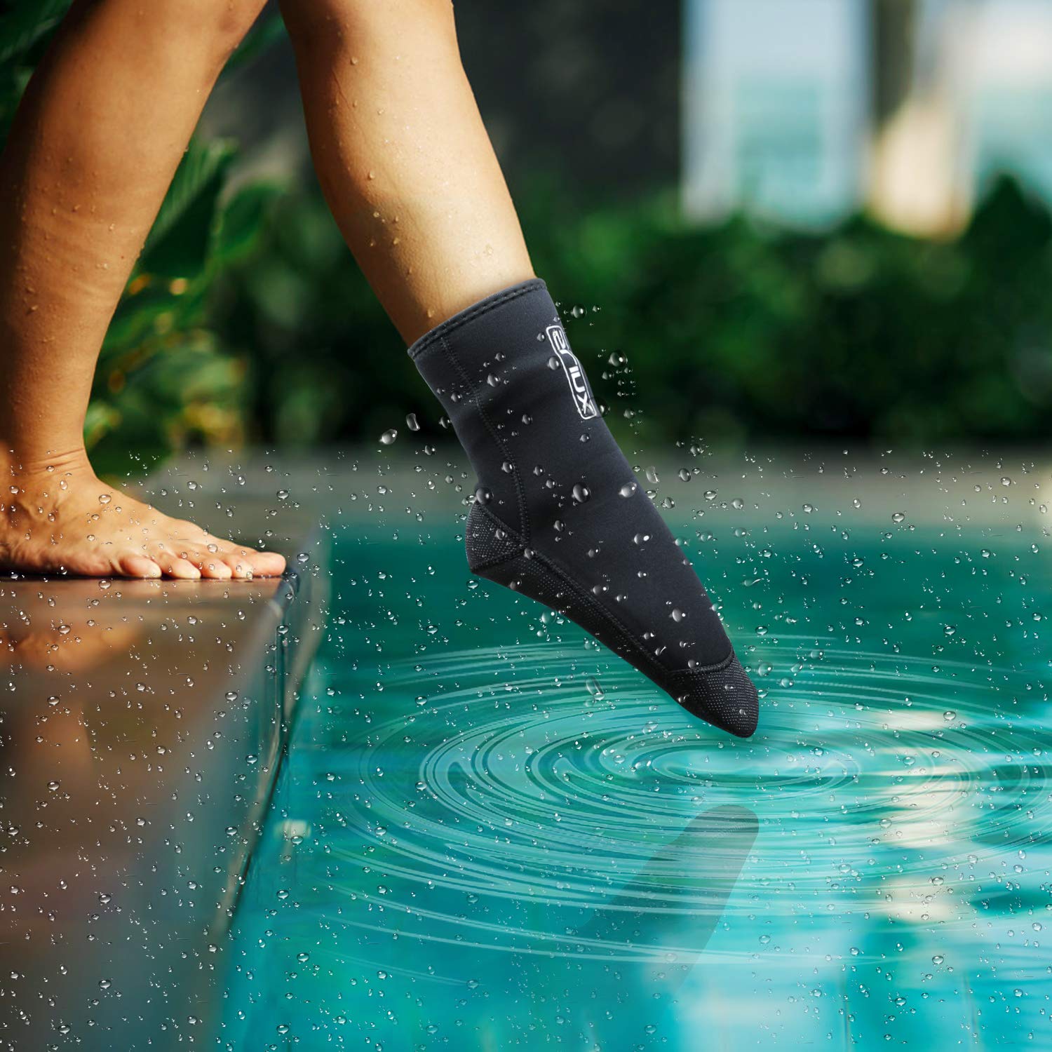 QKURT Calzini in Neoprene, Calze in Neoprene da 3 mm per Immersioni subacquee, Snorkeling e Sport Acquatici, Pinne Antiscivolo per Uomo