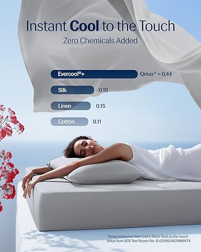 Miniatura 3 de REST Evercool+ Juego de sábanas de iniciación, tamaño matrimonial, color gris claro, sábanas transpirables para personas que duermen con calor y