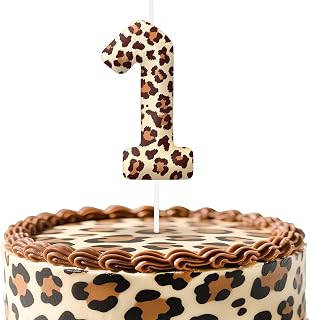 Leopard Print Number 1 Birthday Candles, Cheetah Themed Cake Topper for Boys Girls Cake Decorations, Birthday Decorations Party Supplies, Number Candles for Party Decor