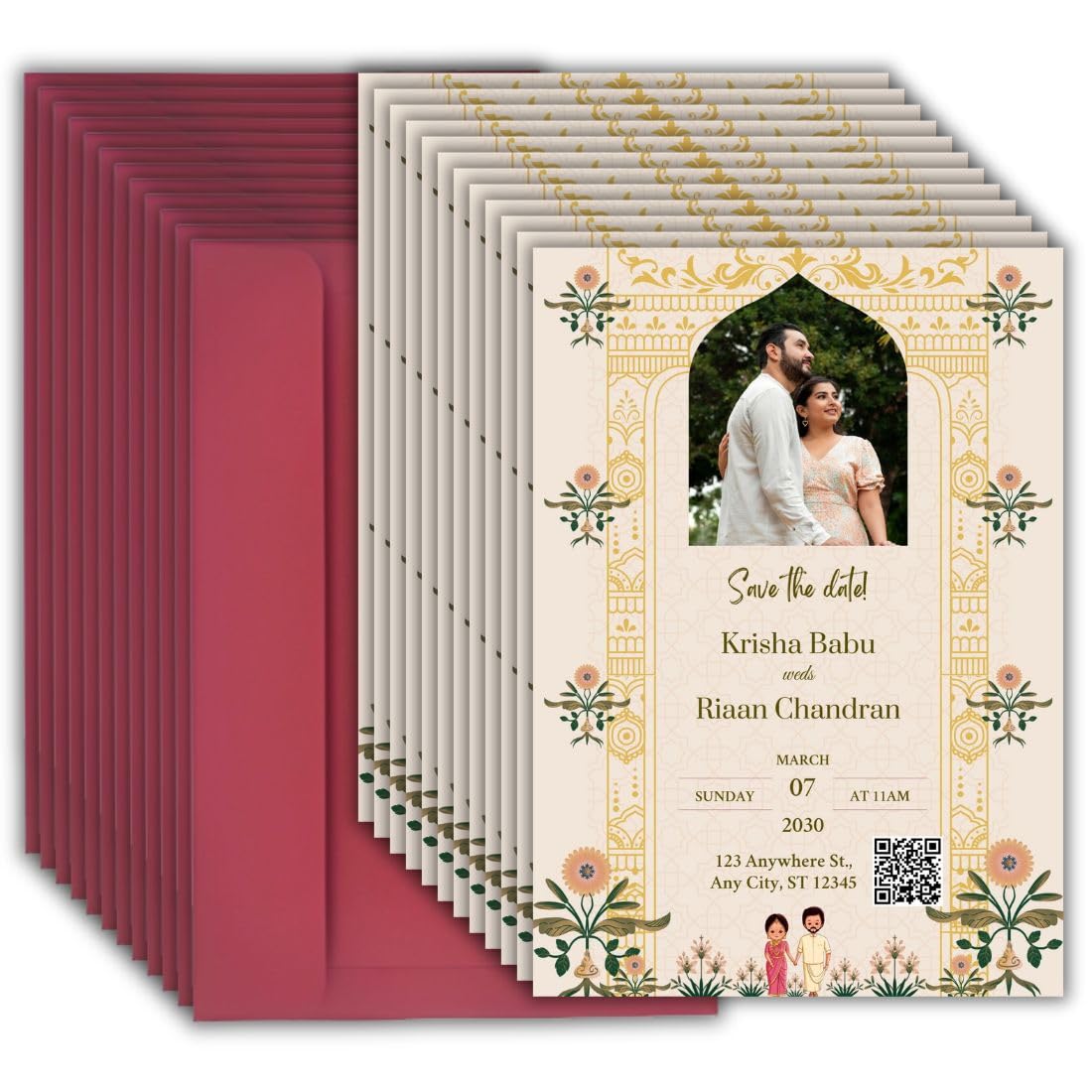 AanyaCentric Pack of 12, 5.8x8.3 inch Customized Marriage Wedding