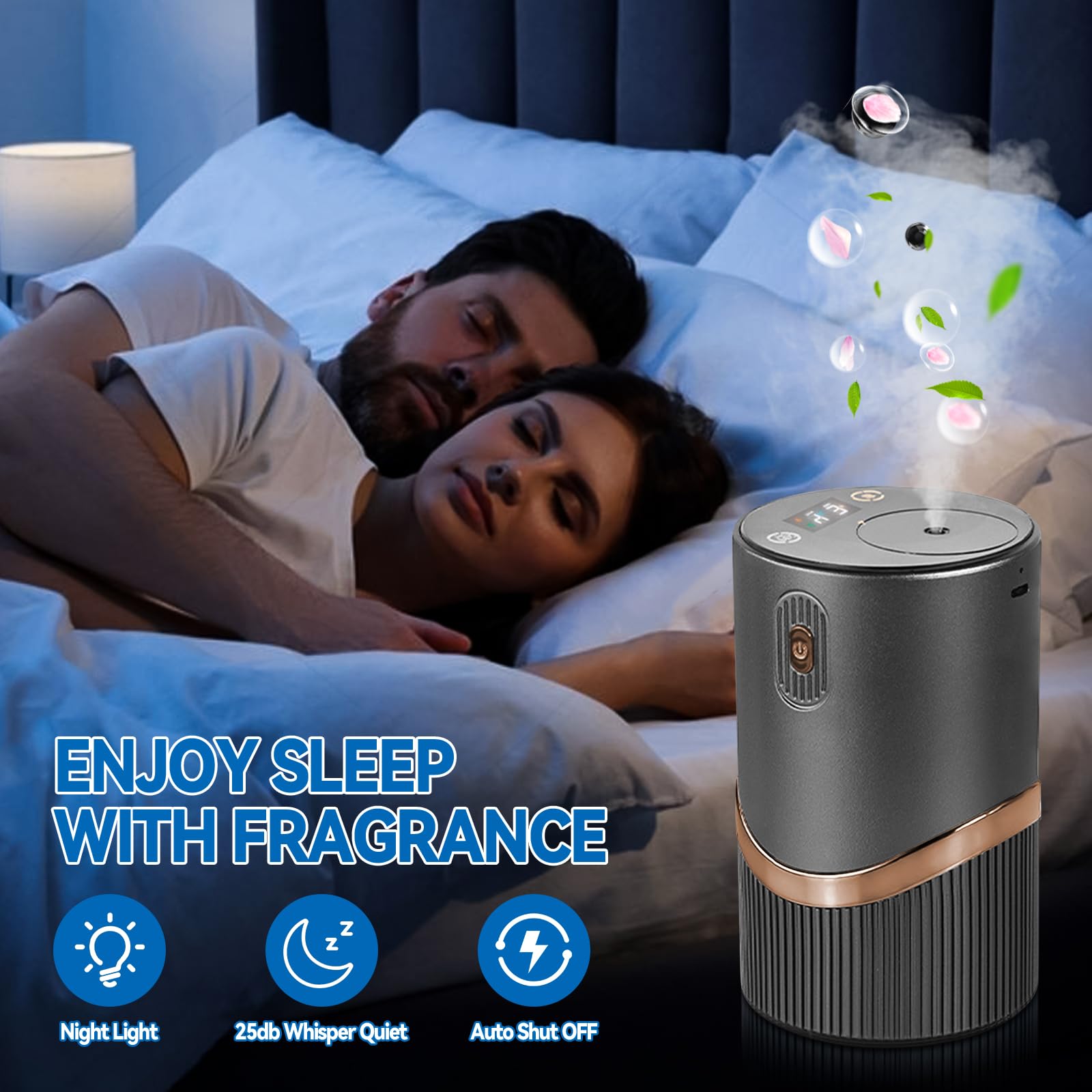Difusor de aceite esencial sin agua, difusor de aromaterapia de 5 a 20 ml, máquina de aire portátil recargable de 2000 mAh, 4 niveles de niebla y temporizadores de 1/2/3/4/6 horas para el hogar,