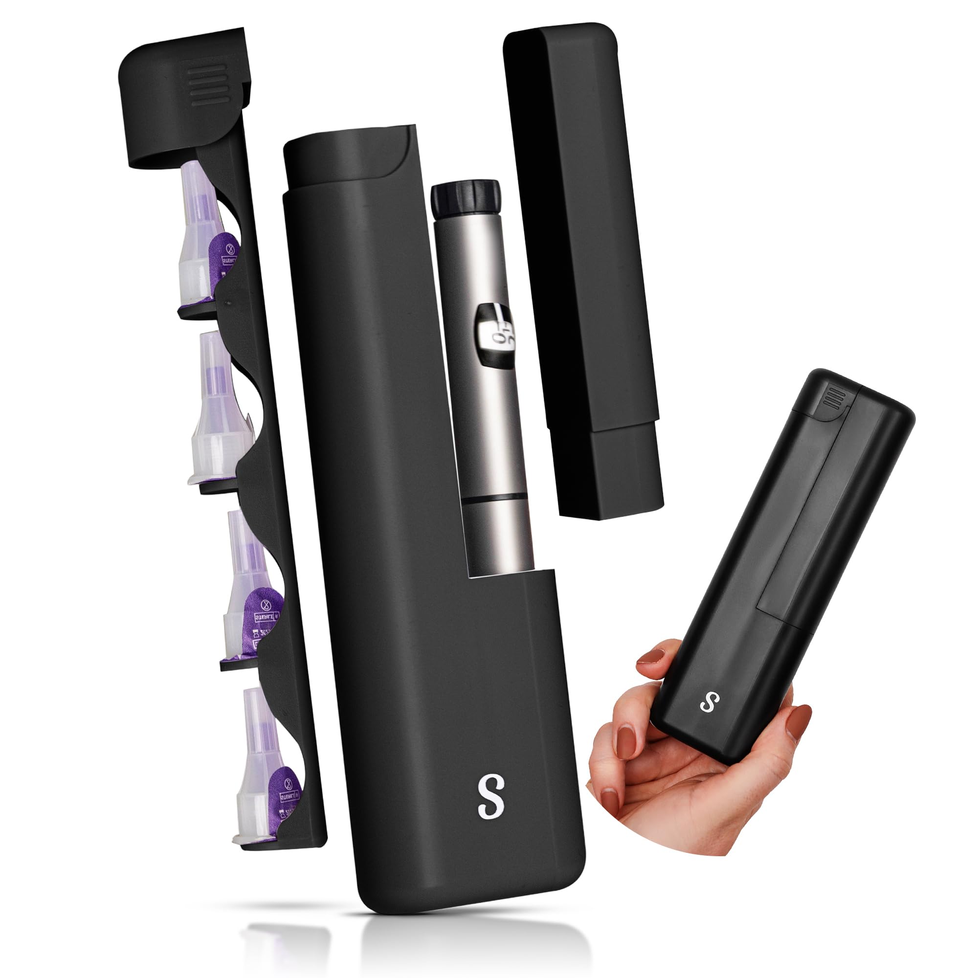 STRAWBERRY & CO Insulin Cooler Travel Case - Built-in Sharps Dispenser & Temperature-Control Organizer- TSA Approved Diabetic Pen Storage for Ozempic, Insulin Pens & Needles - Compact & Leak-Proof