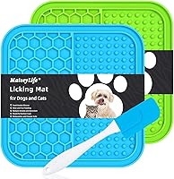 MateeyLife 2-Pack Small Lick Mats for Dogs & Cats - Anxiety Relief Suction Cup Lick Pad, Boredom Buster Blue Green