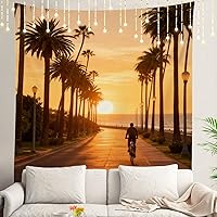 Vista 15 de Shrahala Palm Trees Los Angeles - Tapiz psicodélico grande para dormitorio y sala de estar (51.2 x 59.1 pulgadas, azul 1)