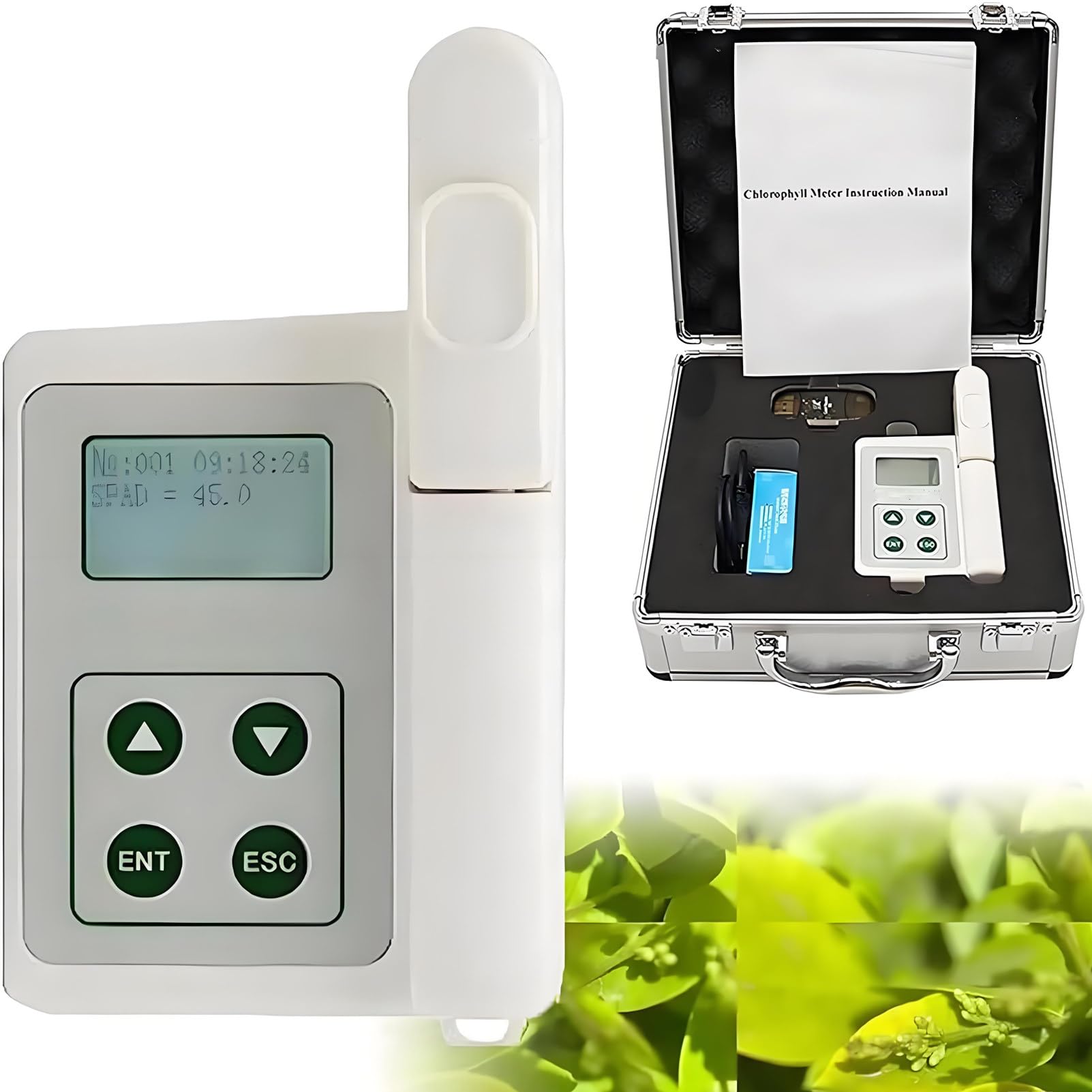 DUMIPME Handheld 4-in-1 Plant Nutrient Analyzer,Handheld Chlorophyll Meter,Portable Rechargeable Meter (0.0–100 SPAD) for Precision Farming, Gardening & Research B