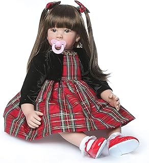 Reborn Toddler Dolls Realistic Girl 24 Inch Real Looking Soft Silicone Limbs and Head Soft Cloth Weighted Body Cute Baby Dolls with Beautiful Princess Dress