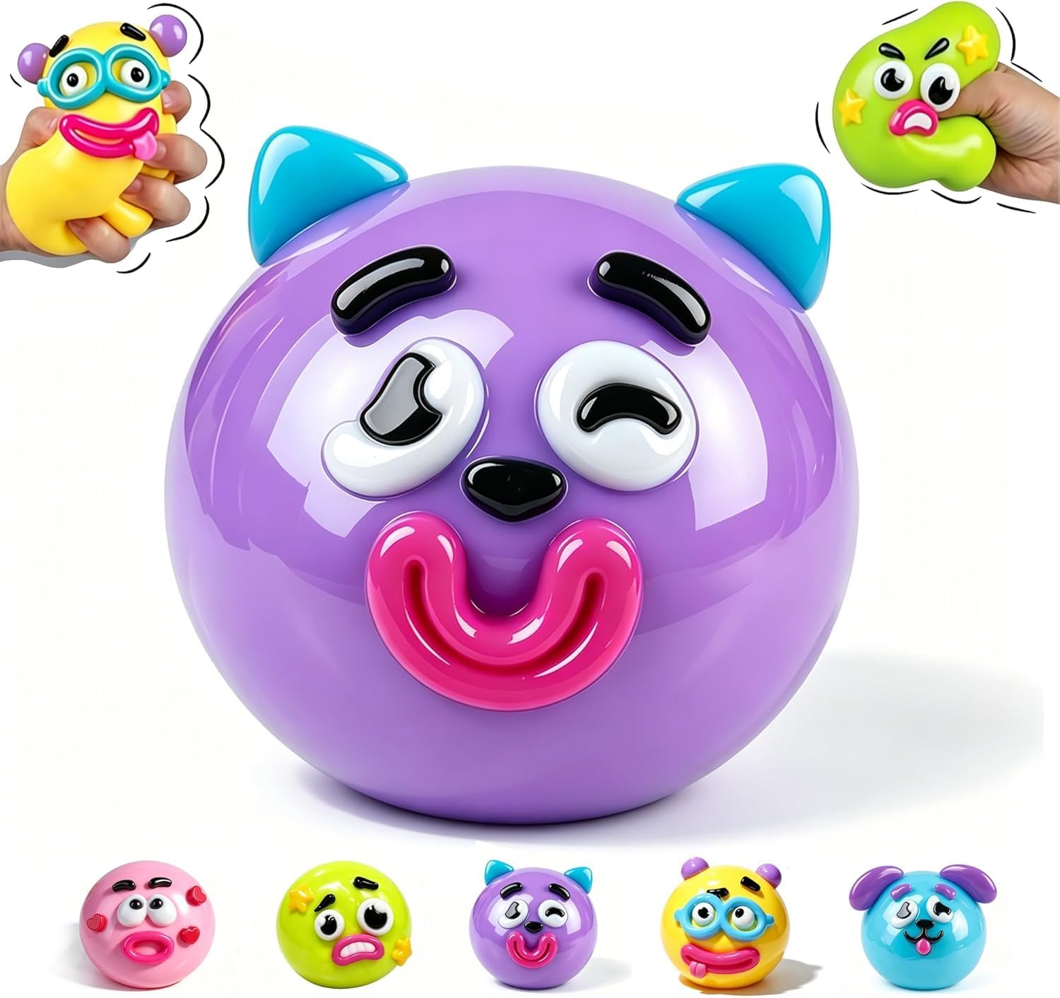 Smushers Squishy-Dog Face Swap Squishy,Soft Squeeze Sensory, Cute Office Home Decorative Figurine for Adults (purple)