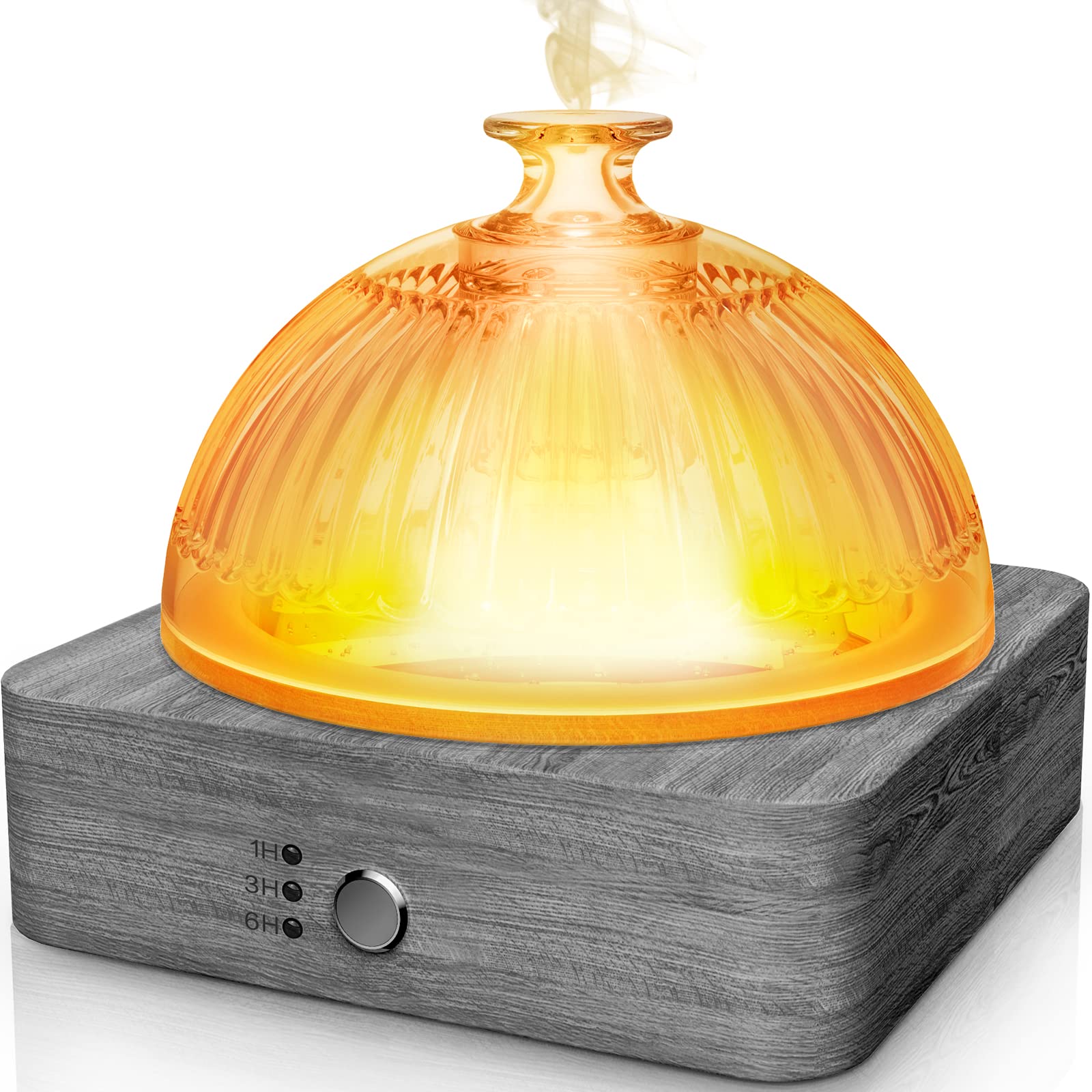 Glass Essential Oil Diffuser Ultrasonic Cool Mist Humidifier with 7 Colors Light Adjustable Waterless Auto Shut-Off for Living Room Bedroom Home Housewarming Yoga SPA Aroma Gift (120ml) 1