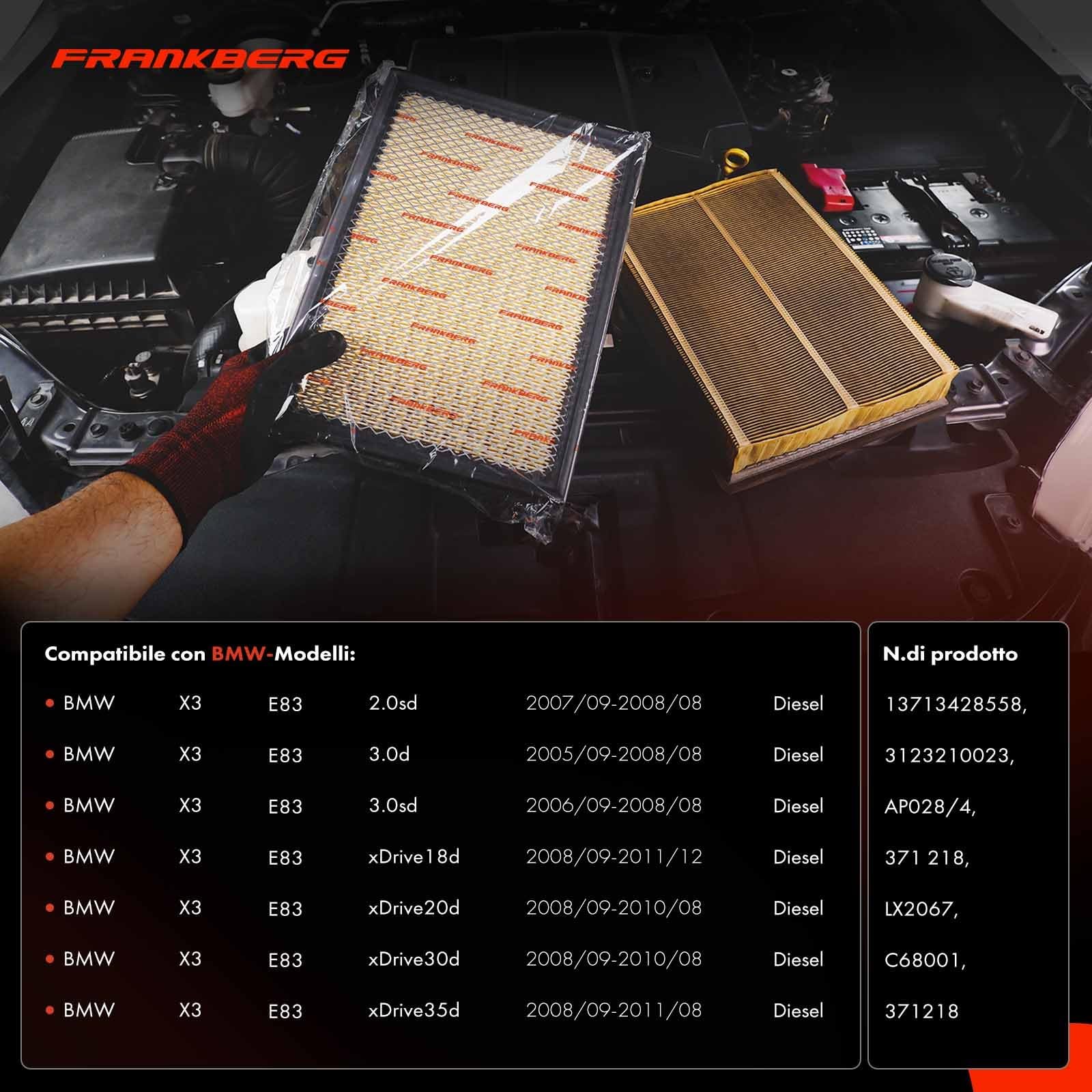 Frankberg Filtro aria 13713428558 | Compatibile con: X3 E83