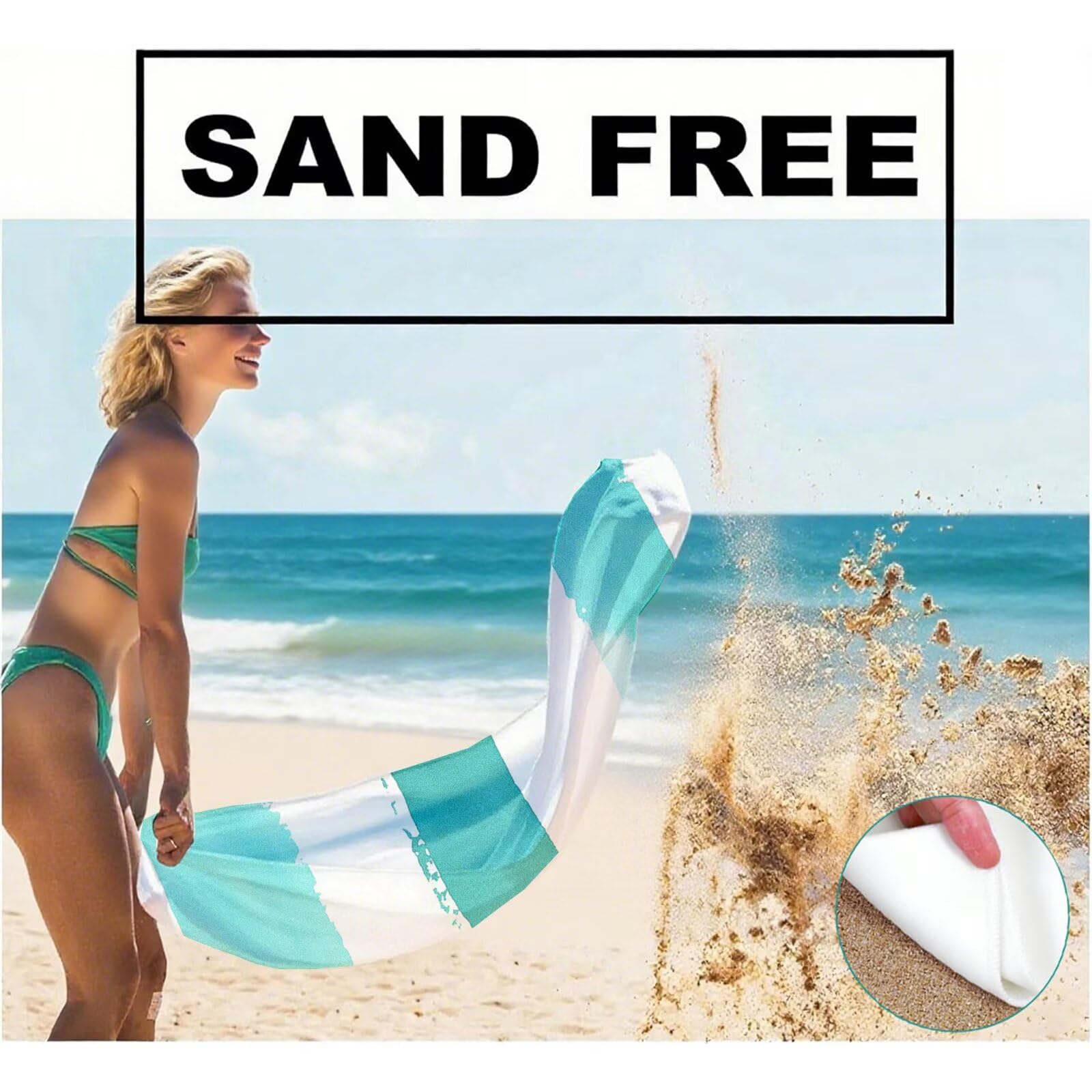 Serviette de Plage Microfibre Serviette Plage 100x150 cm 2 Pack Séchage Rapide, Anti-Sable, Absorbante Fonction Drap de Plage XXL pour Bain, Sport, Voyages, Sauna, Piscine, Yoga, avec Sac Bande Q-801