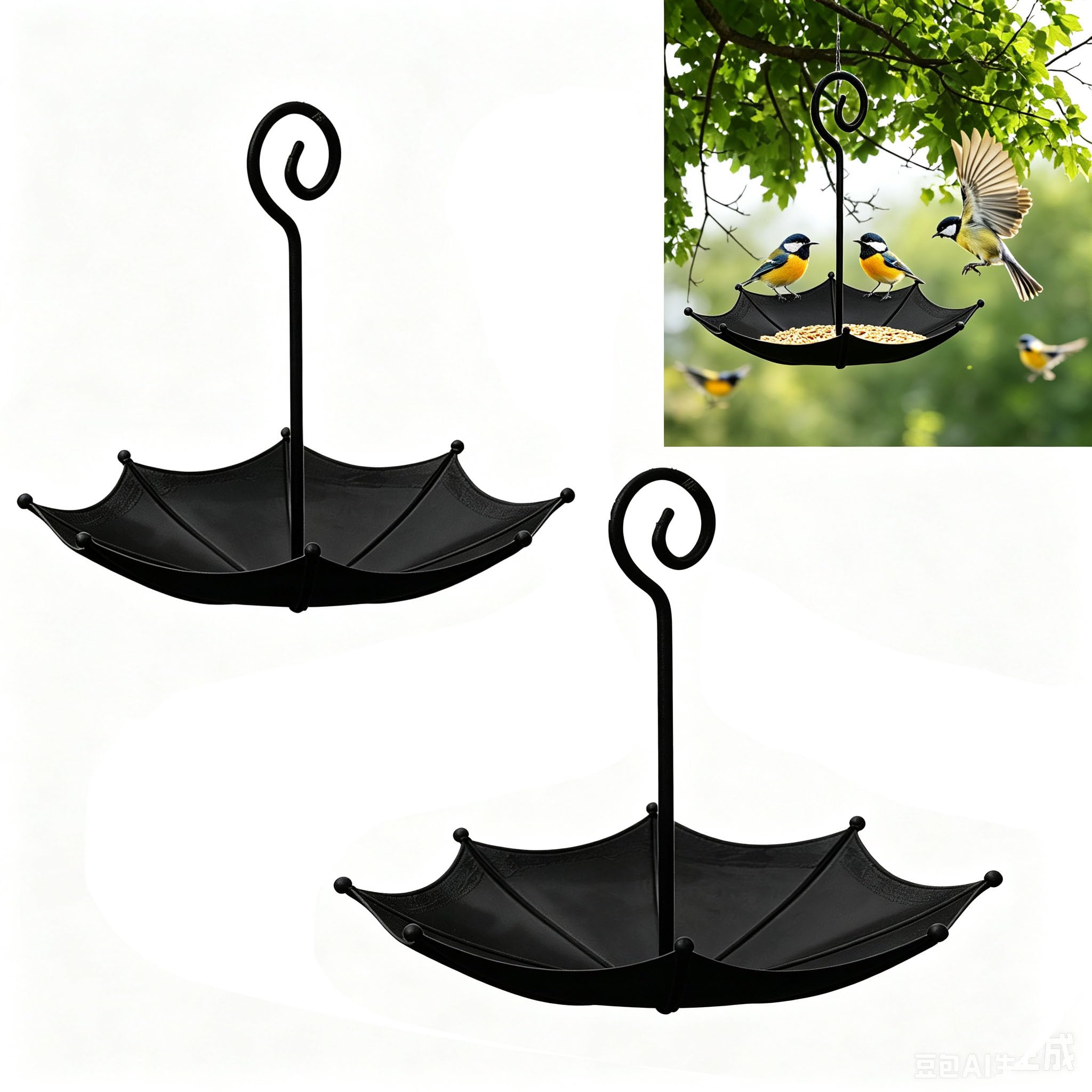 2Pcs Hanging Bird Bath,Hanging Bird Feeders,Feeder Tray for Garden