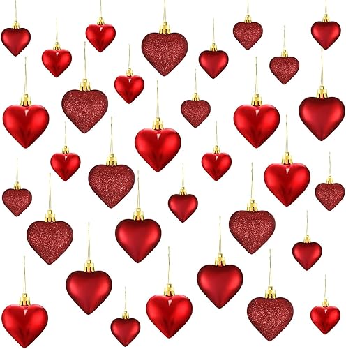 Adornos de corazón para el día de San Valentín 3 adornos con forma de corazón para árbol de Navidad y para colgar como decoración en el día de San