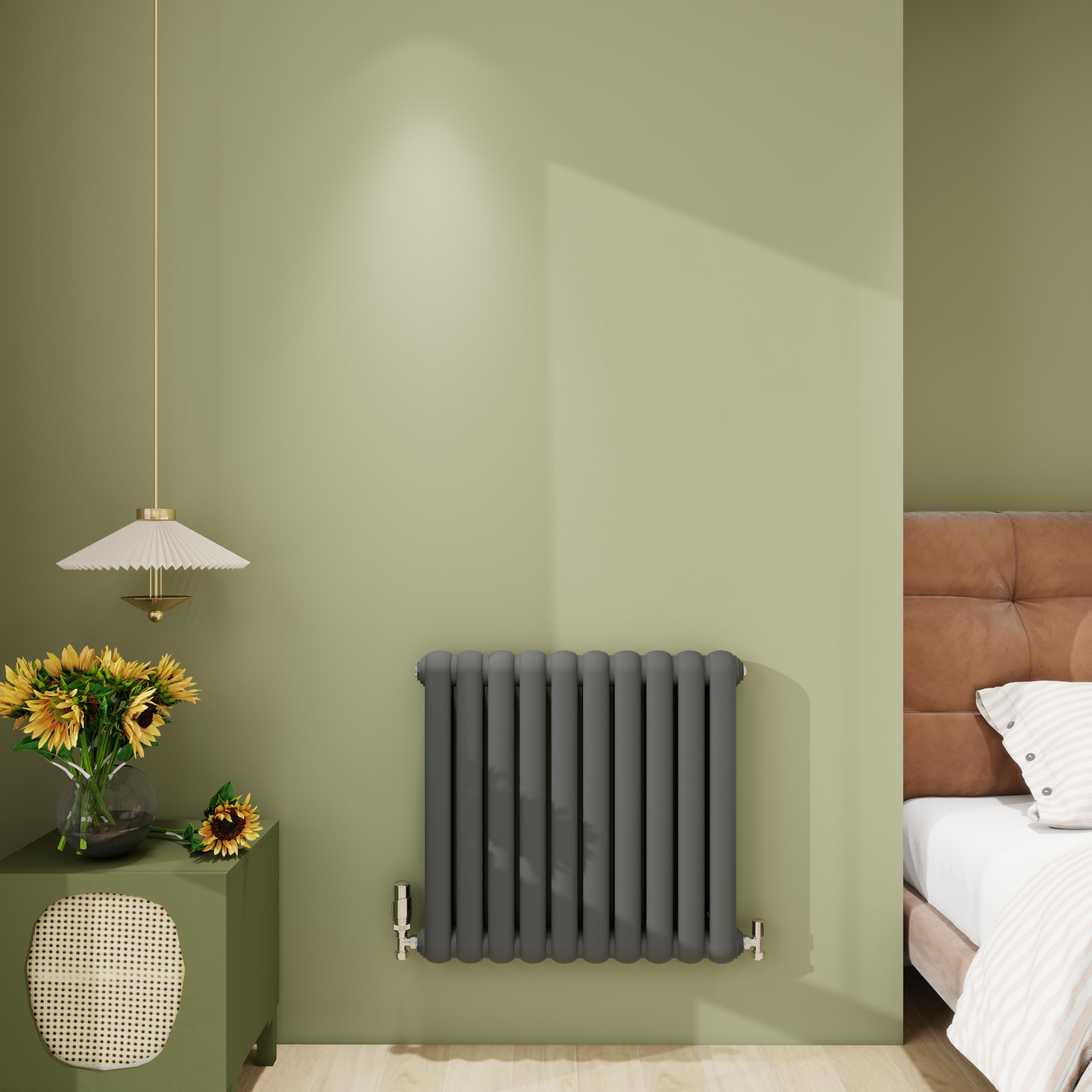 Biubiubath 2 Column Horizontal Designer Radiator 600x624mm - Anthracite