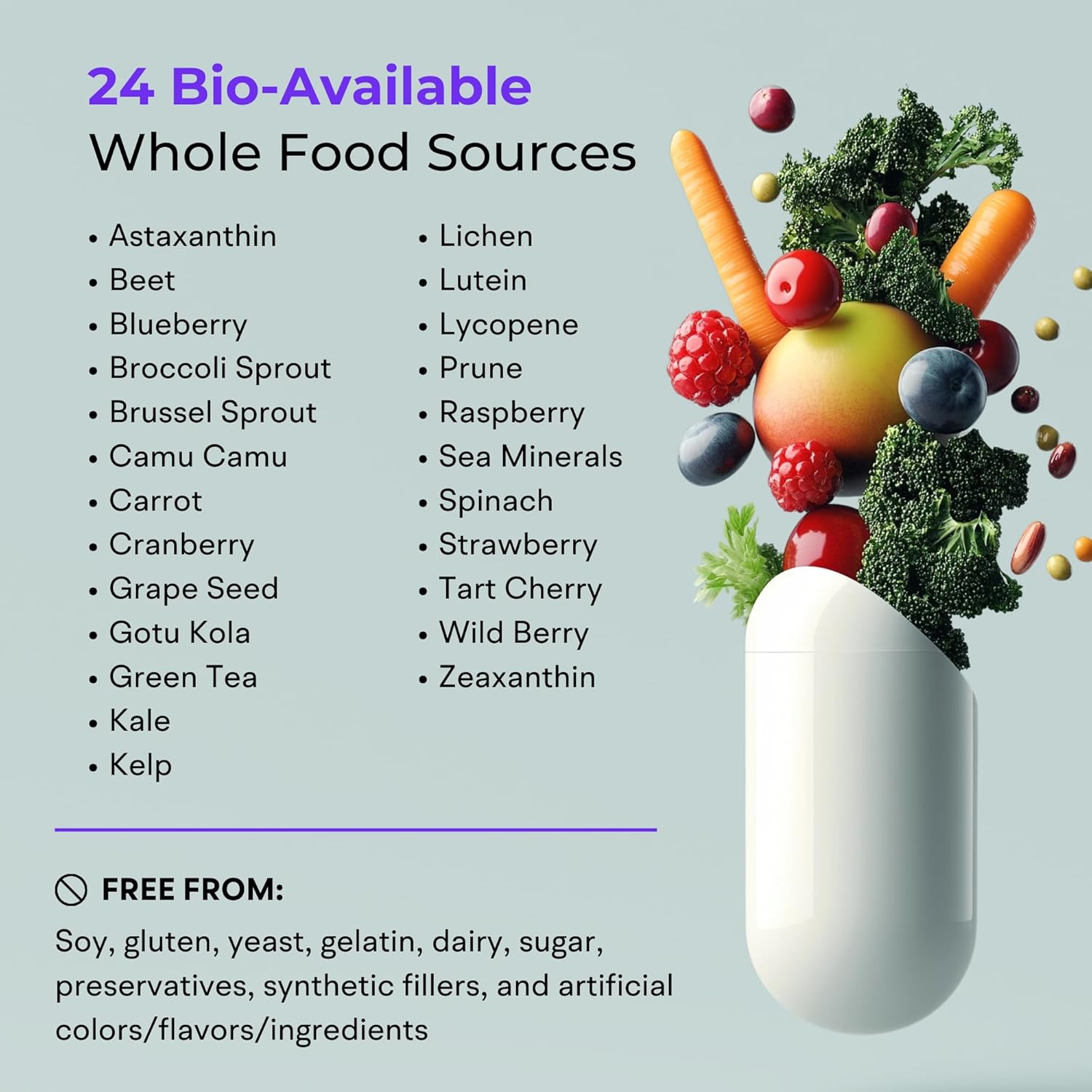 Multivitamin for Women (120 Vegetarian Capsules) Whole Food Vitamin with Essential Nutrients, Natural Calcium, Magnesium, Selenium, Zinc, Biotin, Vitamin A, B6, C, D3, E, K and More - Image 6