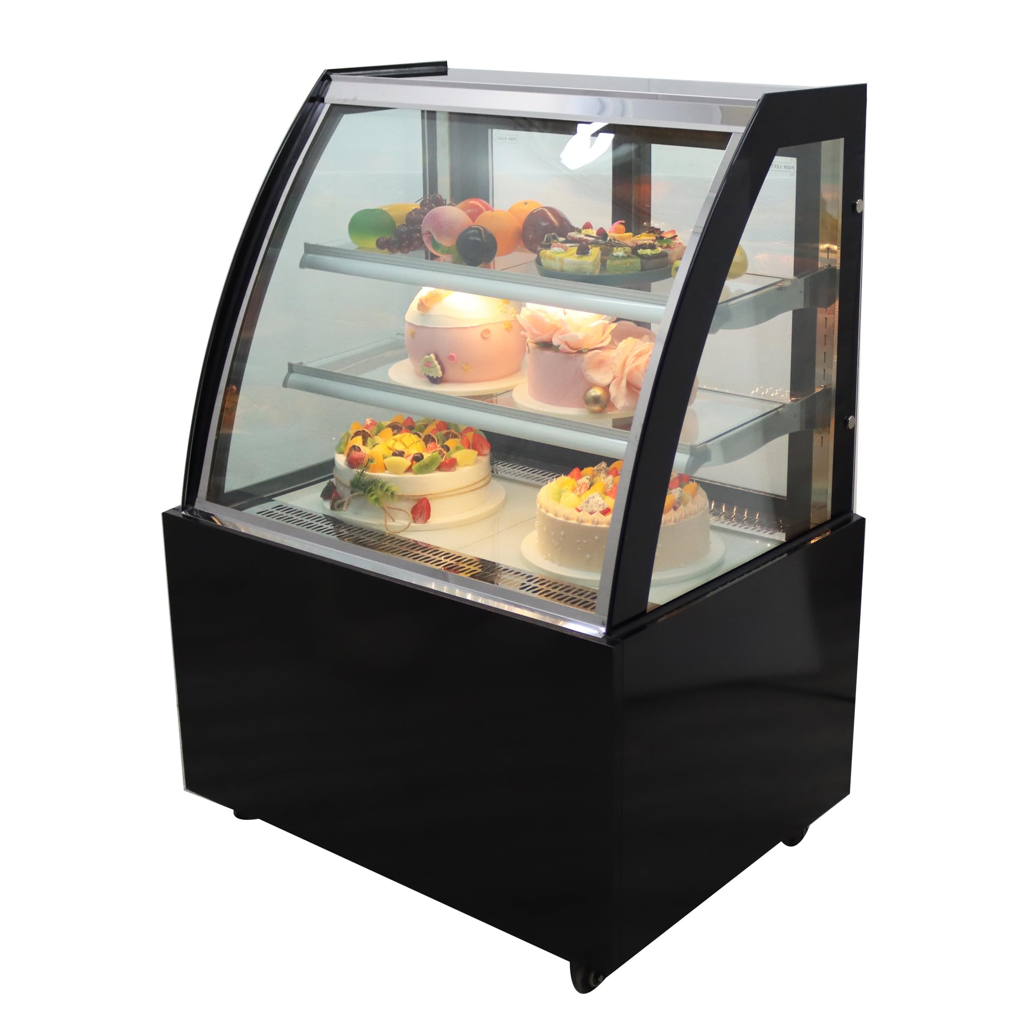 HQHAOTWU Floor-to-ceiling Refrigerated Food Display Cabinet Bakery Cake Showcase Commercial Air Cooling Display Cabinet with Yellow LED Light 220V