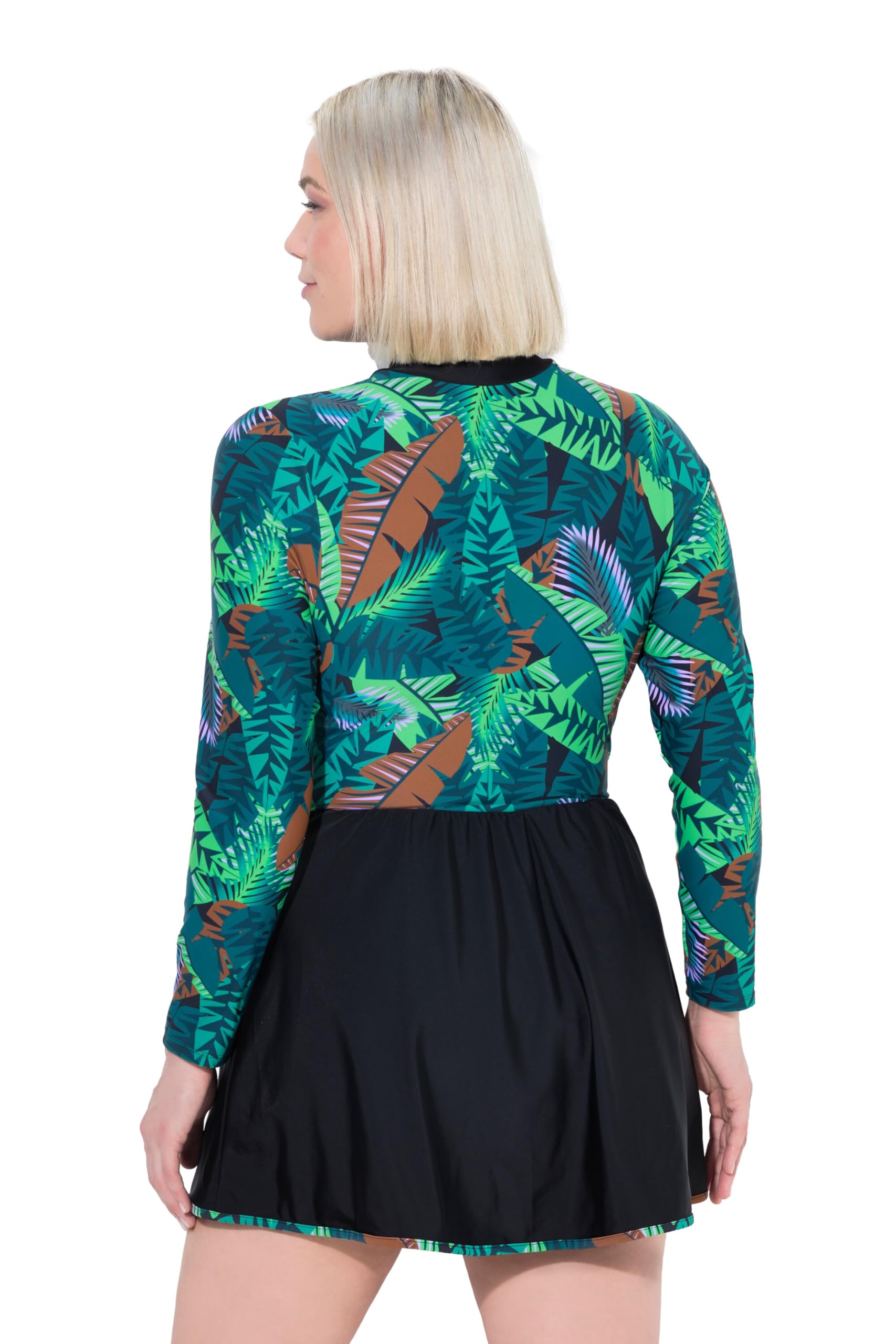 Ulla Popken Strój kąpielowy jednoczęściowy Kobiety Badekleid Naomi, Schößchen, Jungleprint
