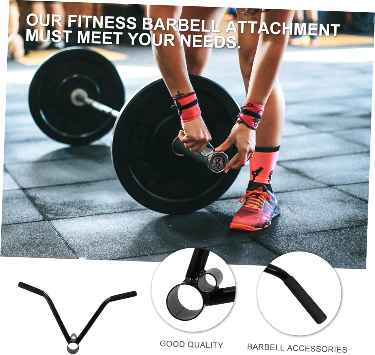 BESPORTBLE Steel Barbell T-bar Handle Attachment for Back and Arm Training Accessory for Strength Workouts and Muscle Building