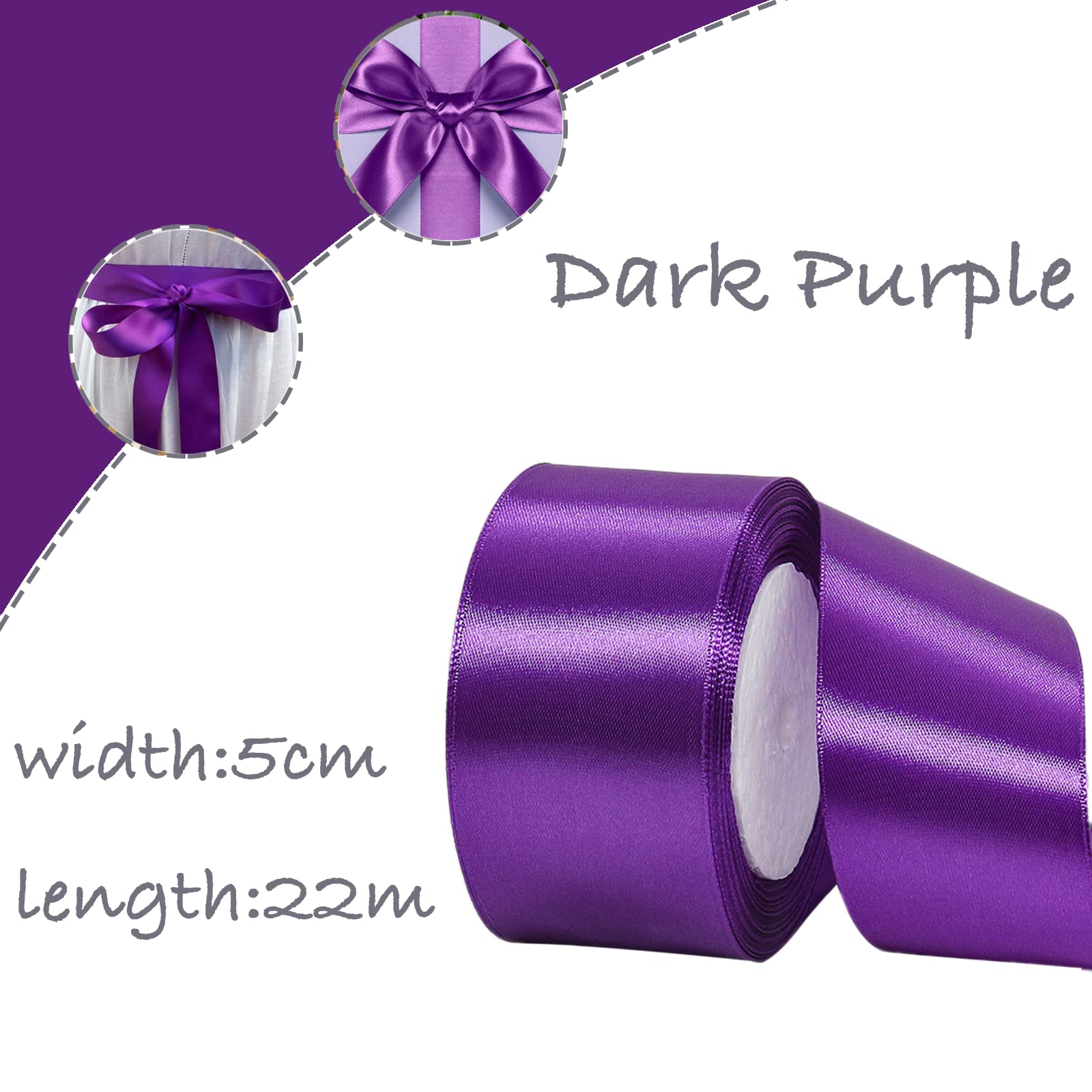 22m Halloween Wide Purple Ribbon Satin Ribbon 50mm - Image 2