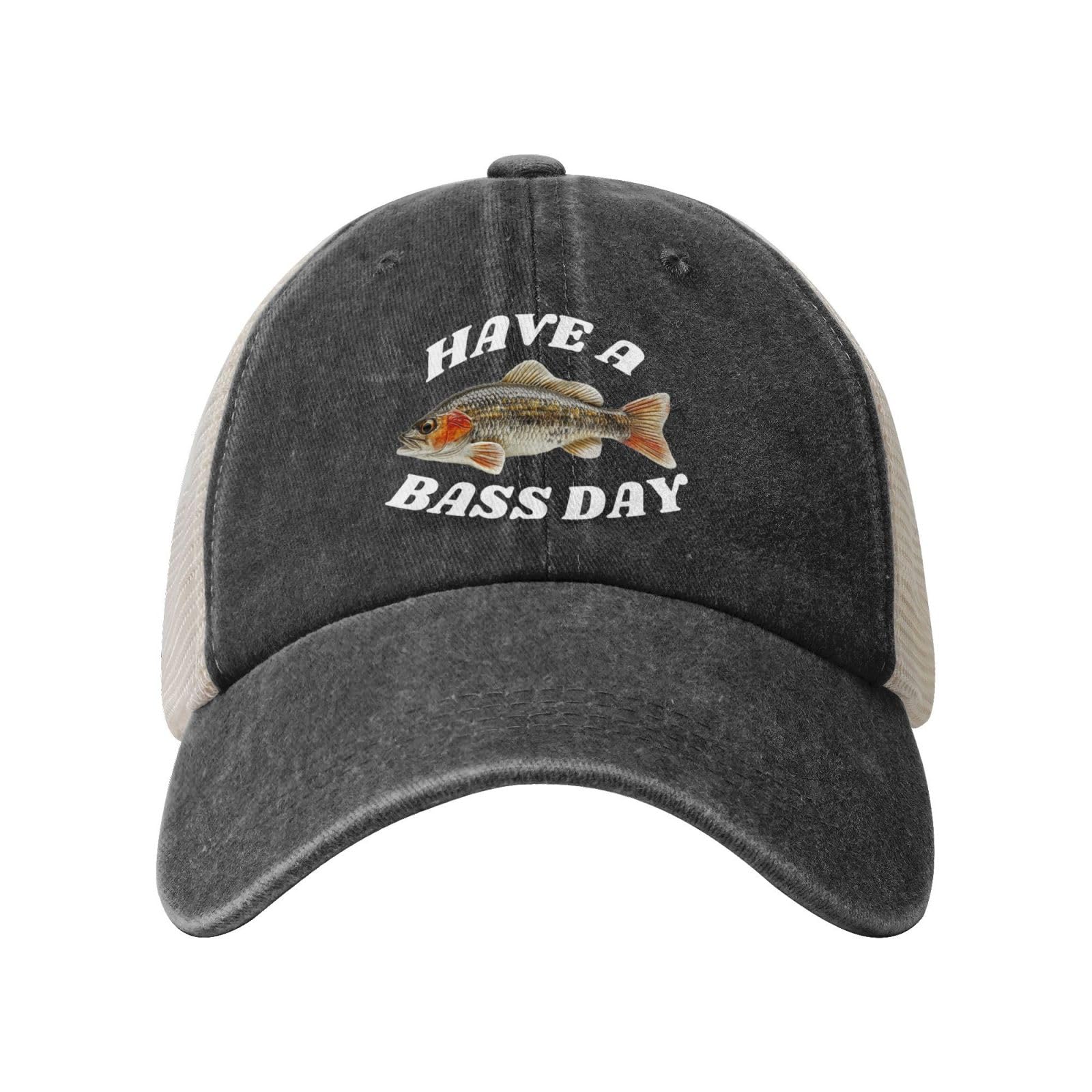 kangweida Have A Bass Day Outdoor Adventure Essential: Cowboy Mesh Baseball Cap Black