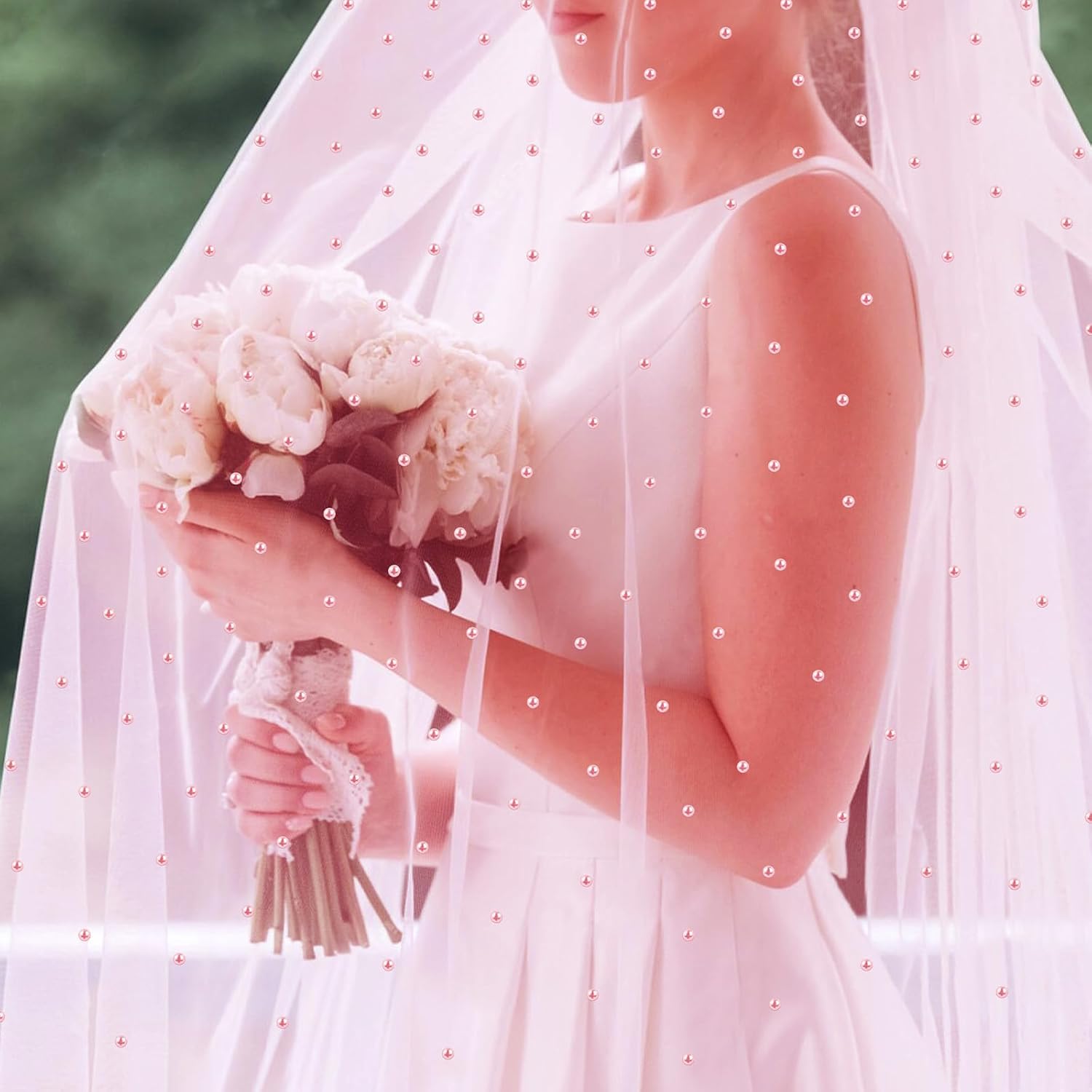 6pcs Pearl Table Runner Spring Summer Rustic Boho 10ft Tulle Table Runner for Baby Shower Wedding Veil Holiday Dessert Table Decor Pink