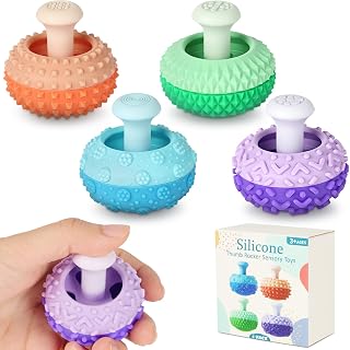 AUAUY 4 Pcs Silicone Fidget Toys Sensory Toys Anti Stress | Textured Calming Toys for Adults, Quiet Office Gadget for Office, School, Travel, Christmas Gift