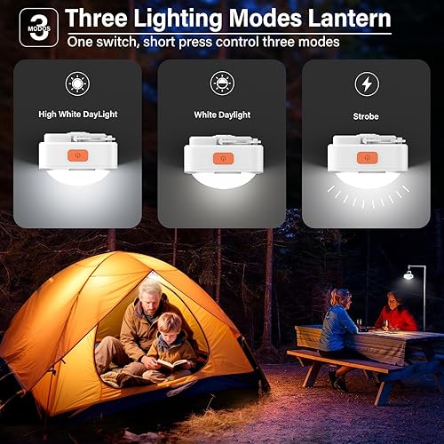 Miniatura 5 de Luces de campamento recargables FLY2SKY 4 piezas de luces blancas de tienda de campaña mini linterna portátil LED linterna de campamento equipo de