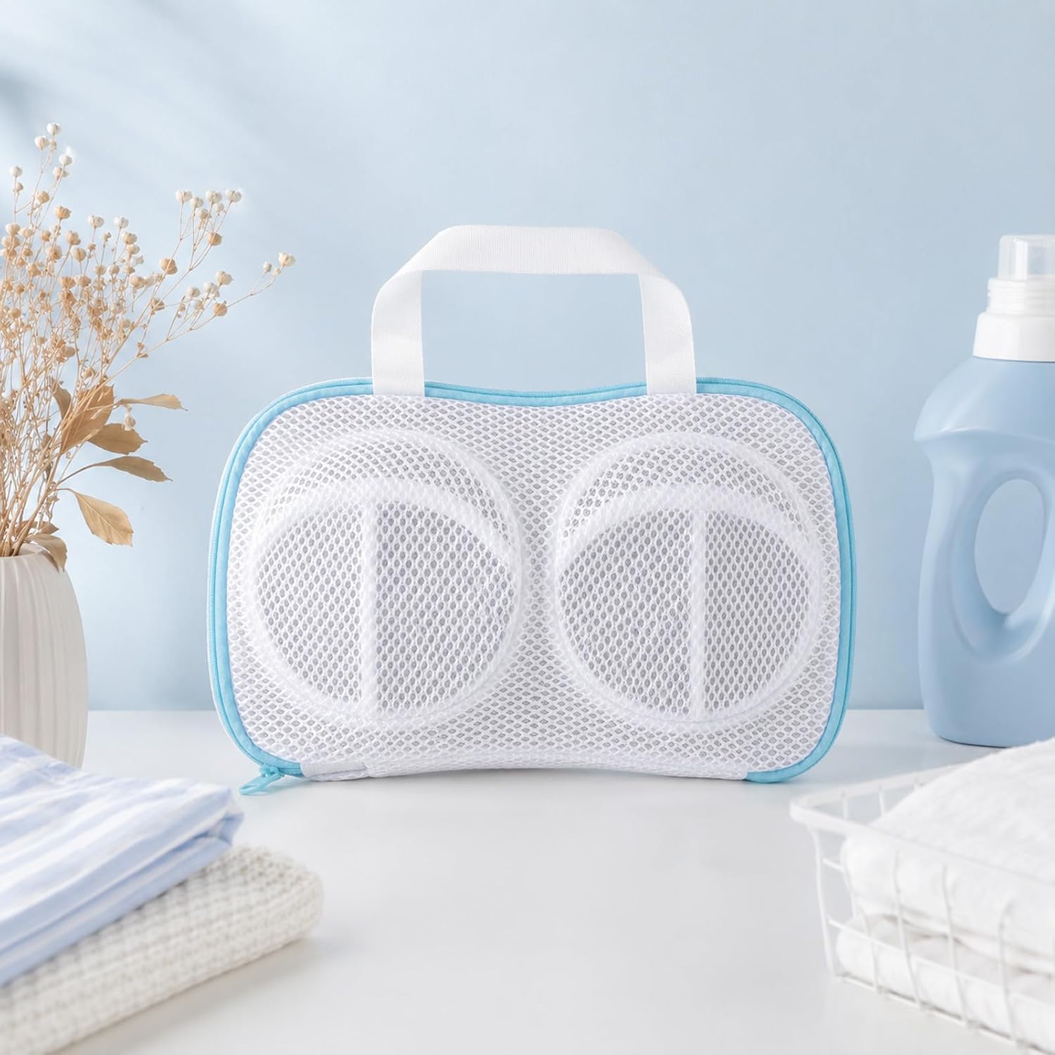 2PCS Bra Washing Bags for Laundry, Bra Laundry Bag, Lingerie Bags for Washing Delicates with Zipper Blue