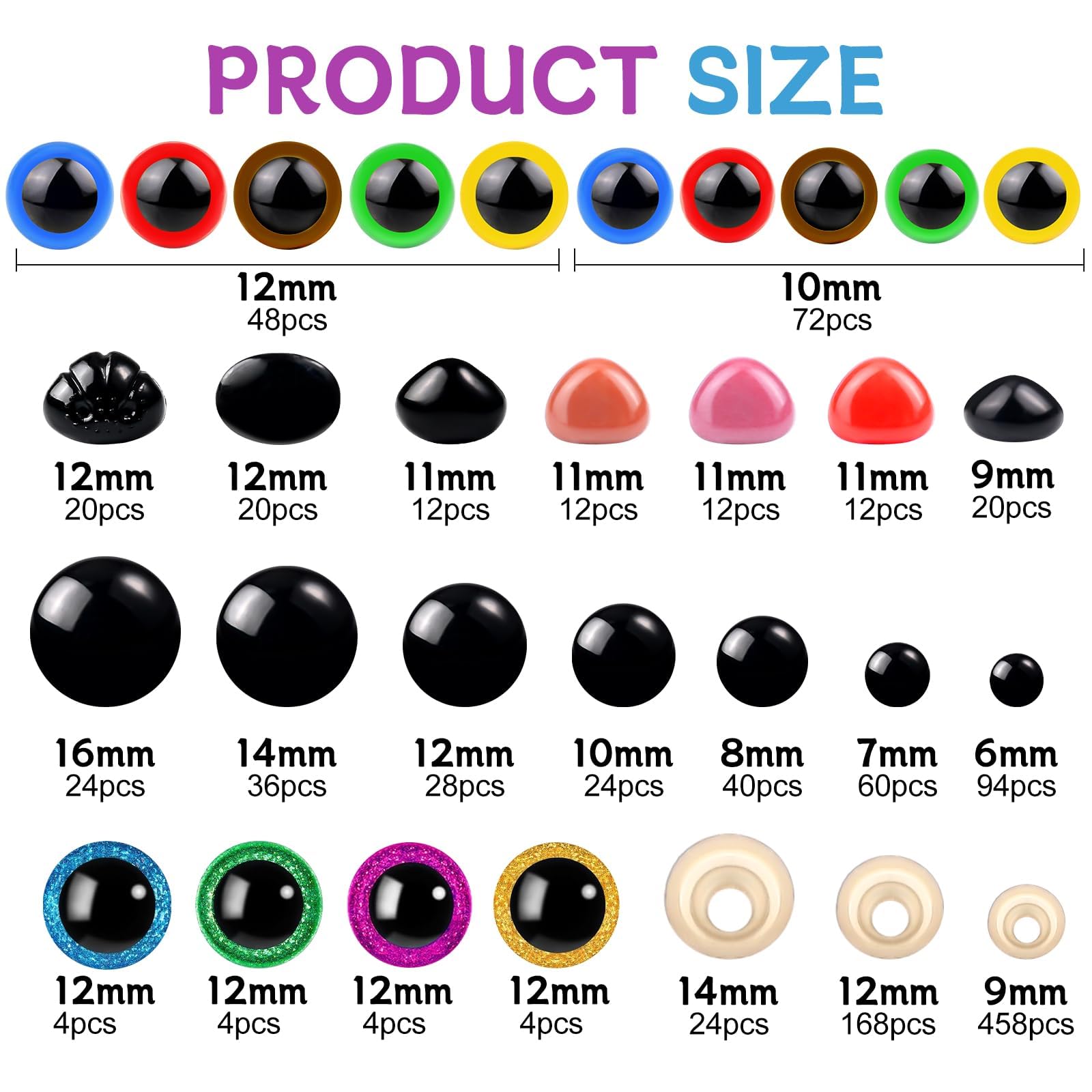 WIURGOHA 1100PCS Safety Eyes and Noses - Image 2