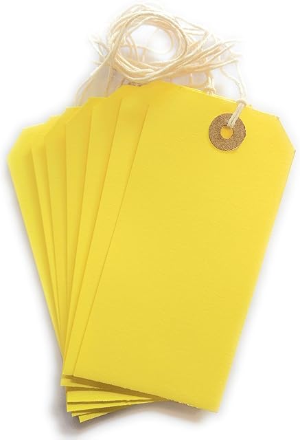 Yellow Manila Strung Tags Luggage Labels Yellow Size 120X60MM Pack of 50