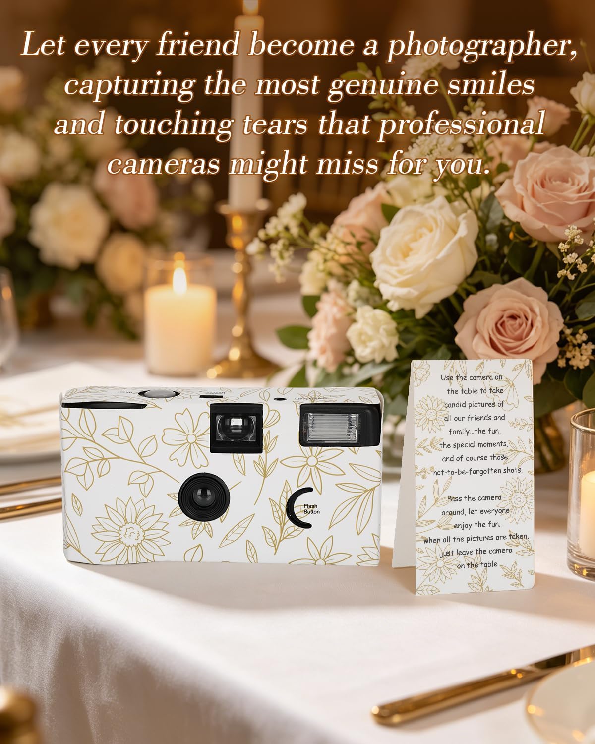 Disposable Cameras Bulk for Wedding, 6 Pack Single-Use 35mm Film Camera Disposable Bulk with Flash, ISO 400 27 Photos, Deluxe Wedding Disposable Cameras for Anniversaries, Travel, Birthday Party