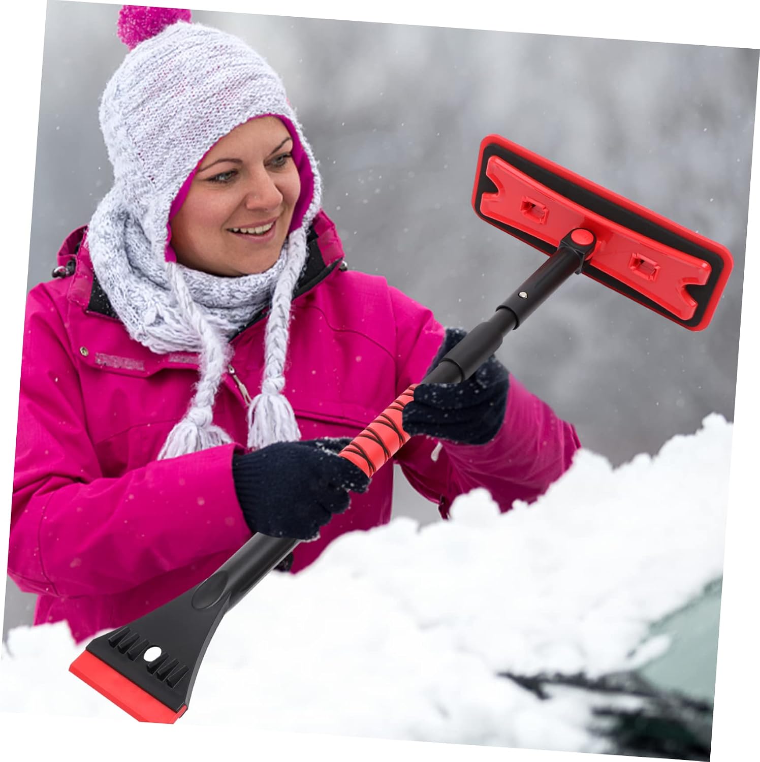 Auto Snow Removal Tool Snow Shoveling Shovel Retractable Brush Detachable Ice Scraper for Windshield