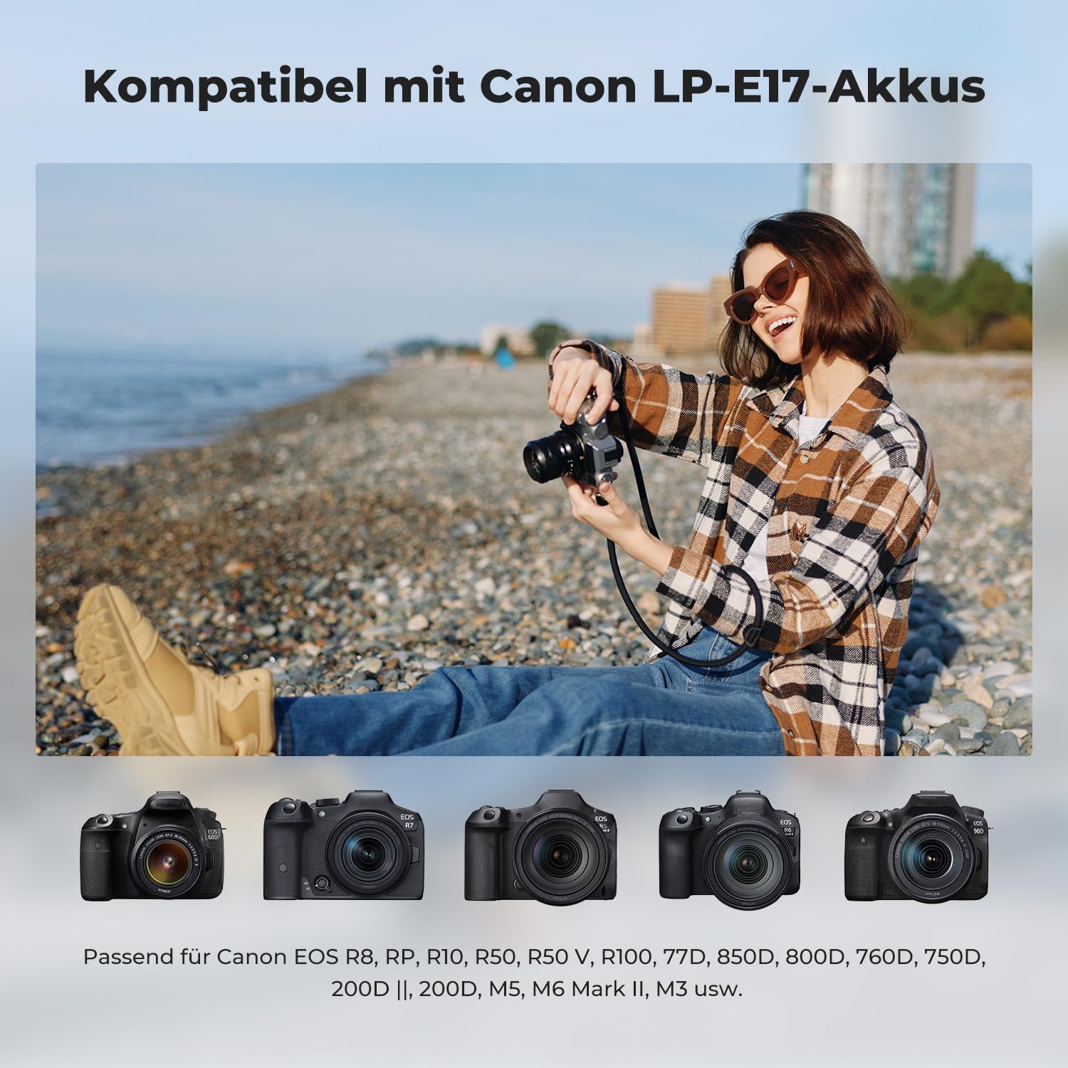 K&F CONCEPT LP-E17 Akku 1050mAh Ersatzakku 2er-Pack, USB-C Fast Charge LED