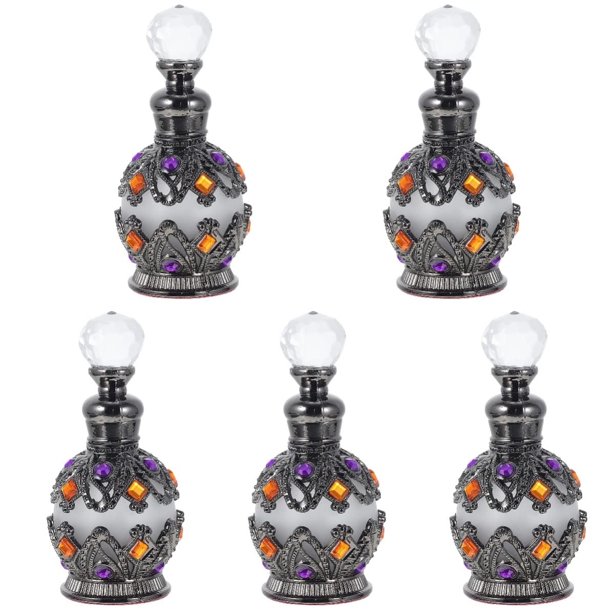 FRCOLOR 5pezzi Bottiglia Per Profumi e Oli Essenziali Contenitore Decorativo Da Design Chic e Compatto Per Viaggio Protezione Da Raggi Uv e Shock Per e Cosmetici