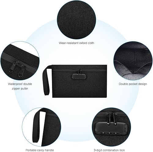 Miniatura 4 de KeeKit Bolsa de dinero con cerradura de combinación, 13 x 8 pulgadas, impermeable, para hombres y mujeres, bolsa de accesorios de bloqueo para