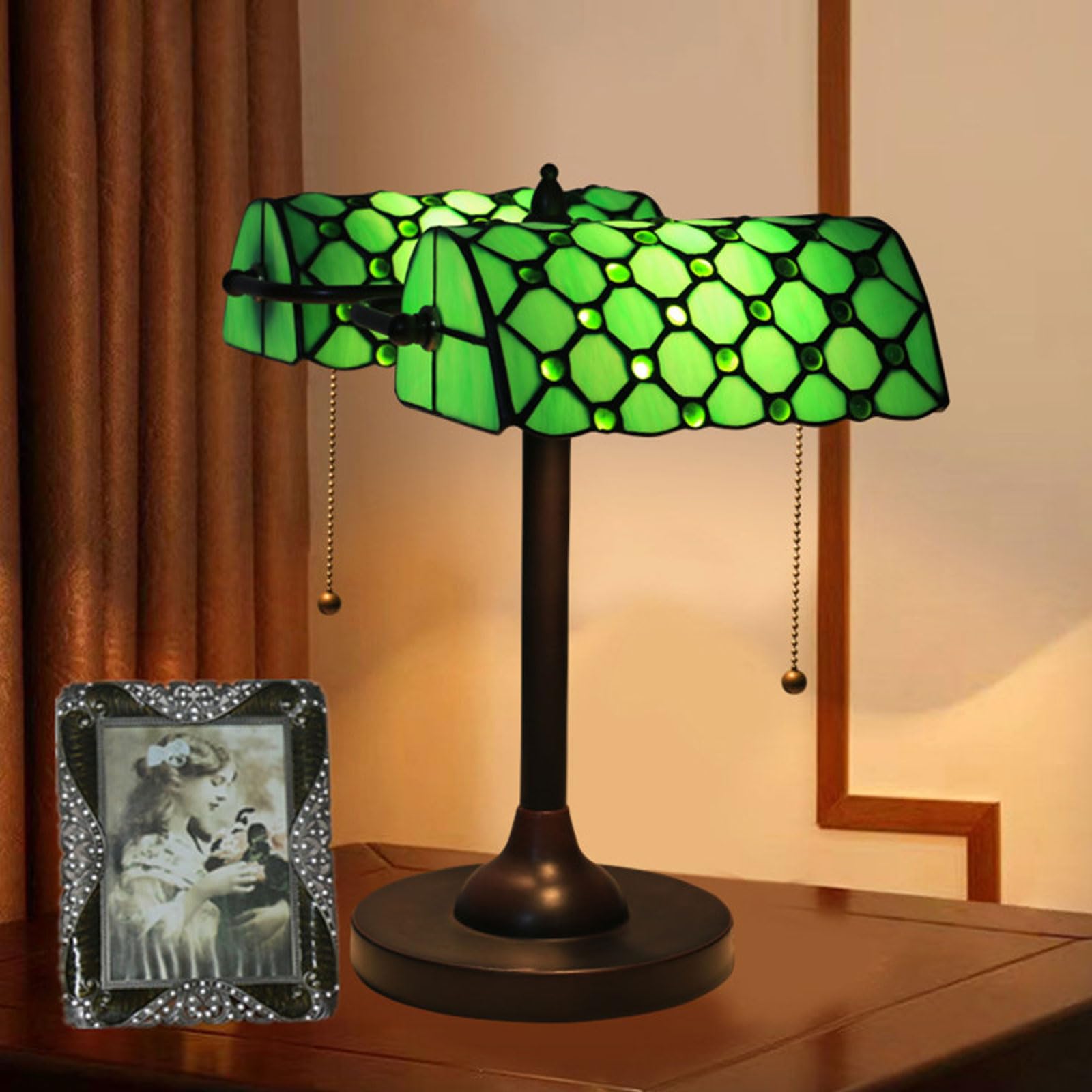 Retro Bank Lampka na biurko Led E27 Klasyczna lampa stołowa w stylu vintage Cafe Salon/Jadalnia Bar Kawiarnia Restauracja Tło