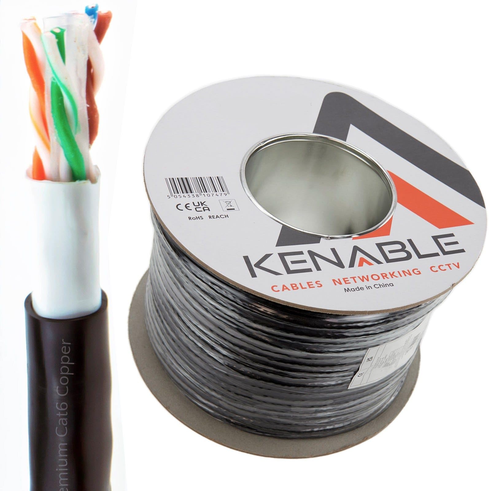 kenable Prime Extérieur CAT6 Extérieur Cuivre Ethernet Réseau câble bobine Avec Gel 100 m [100 mètre/100m]