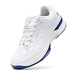 FitVille Mens Wide Pickleball Shoes All Court Tennis Shoes with Arch Support for Plantar Fasciitis (White, 10 Wide)